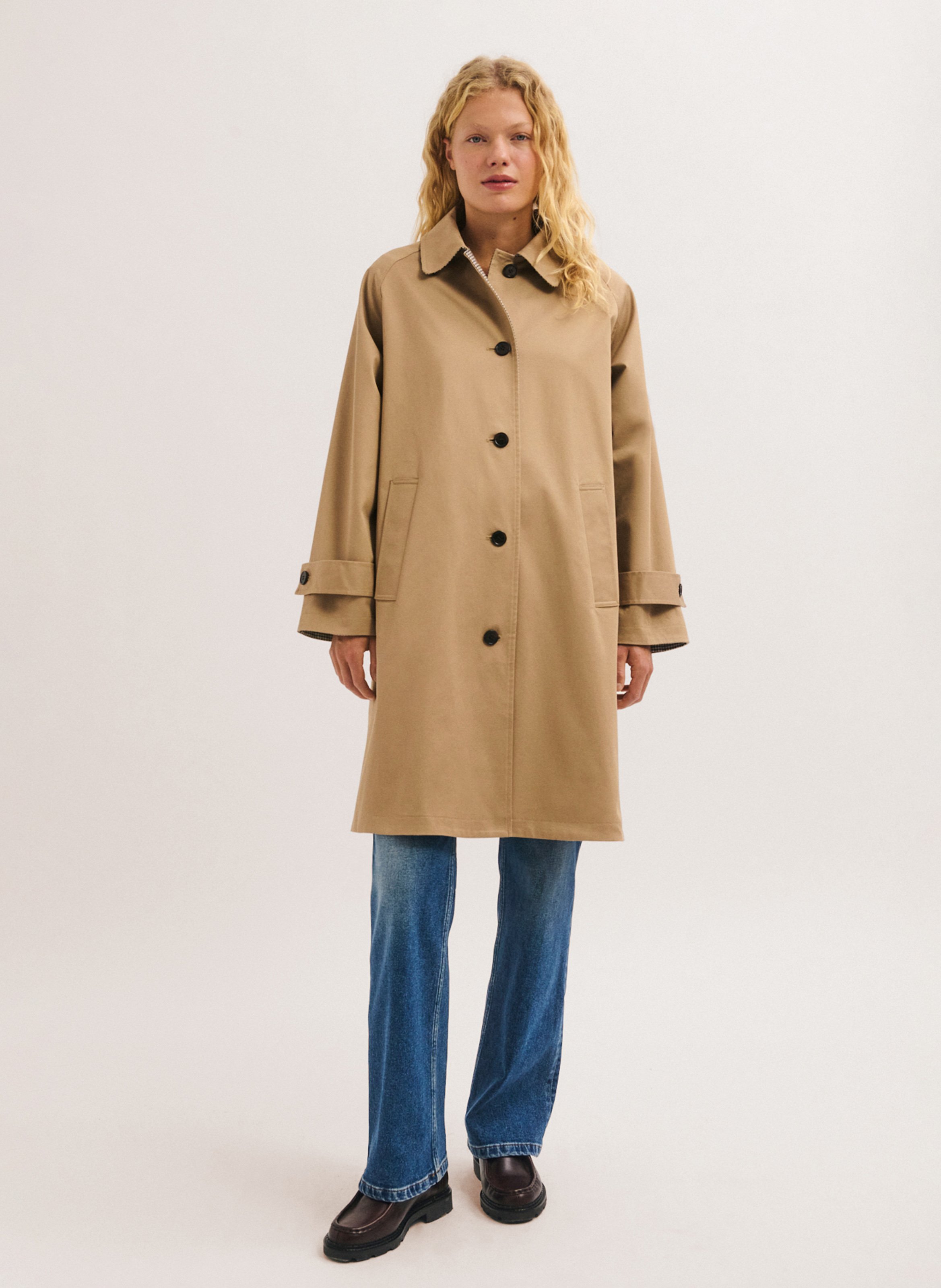 Gerade geschnittener Trenchcoat aus Baumwoll-Mix PABLO Beige