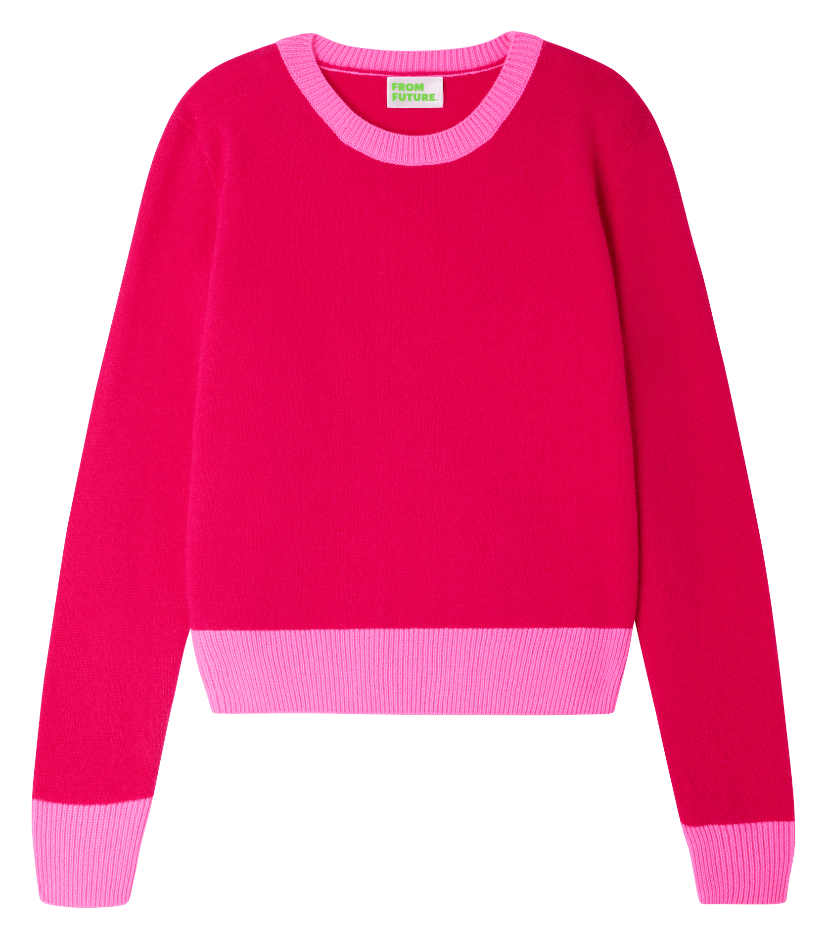 Pull col rond uni en cachemire FROM FUTURE Rose