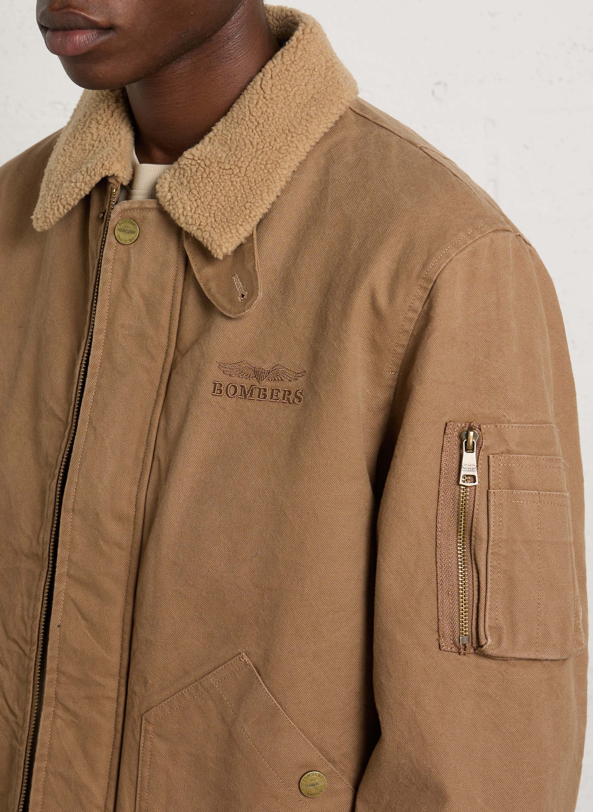 Blouson droit uni en coton BOMBERS ORIGINAL Marron