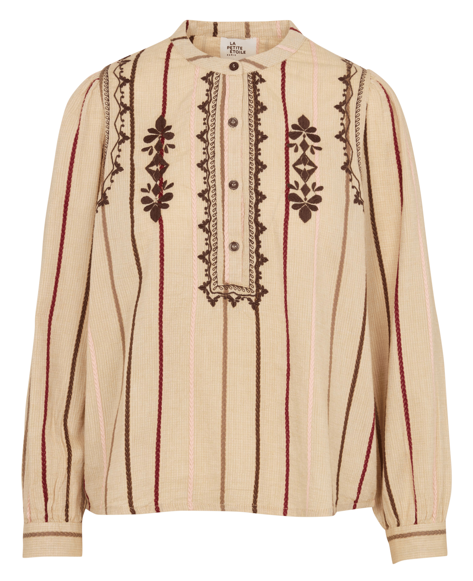 Blouse droite à motif en coton LA PETITE ETOILE Beige