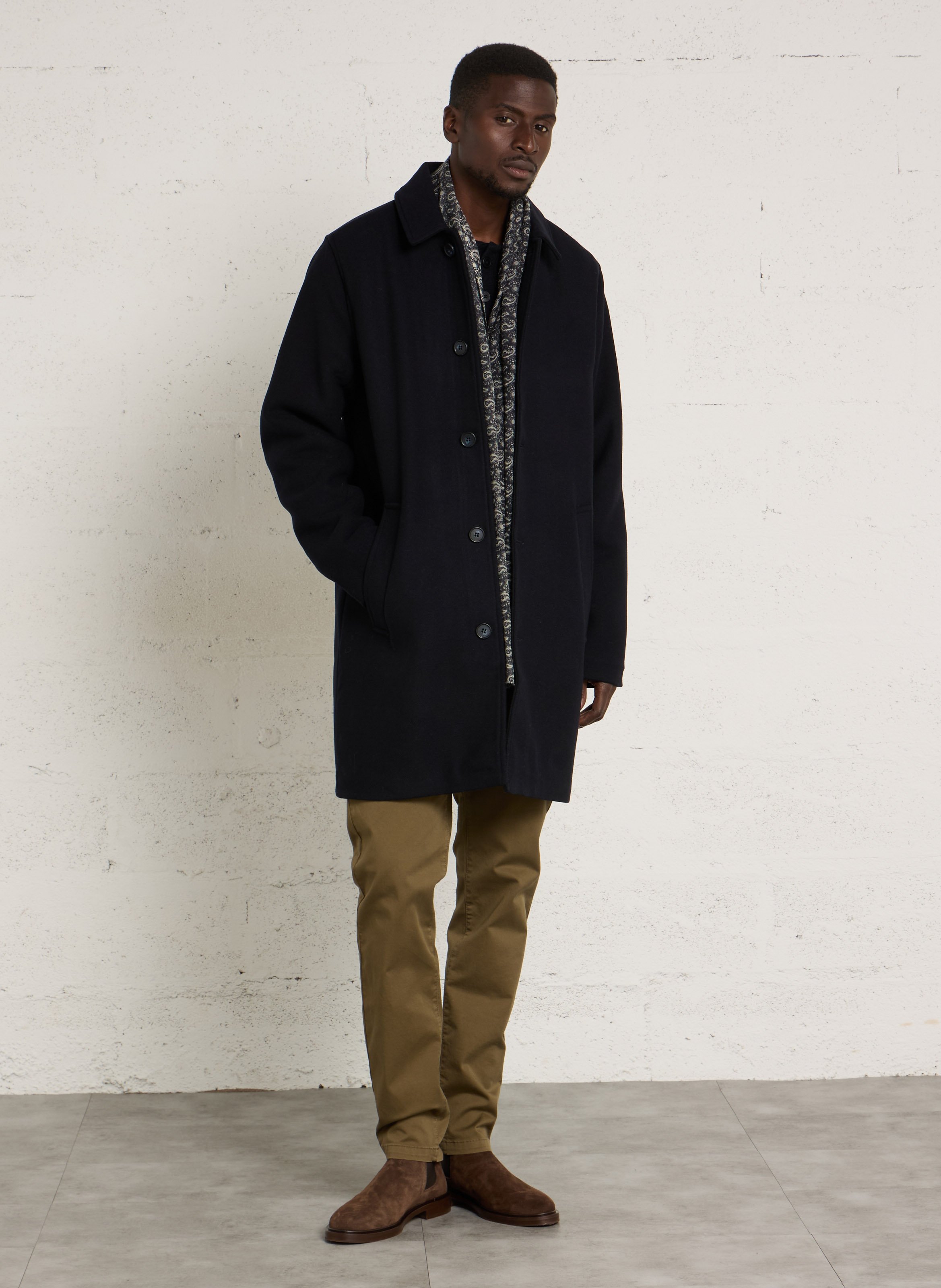 Gerader Mantel aus Wollmix CASUAL FRIDAY Blau