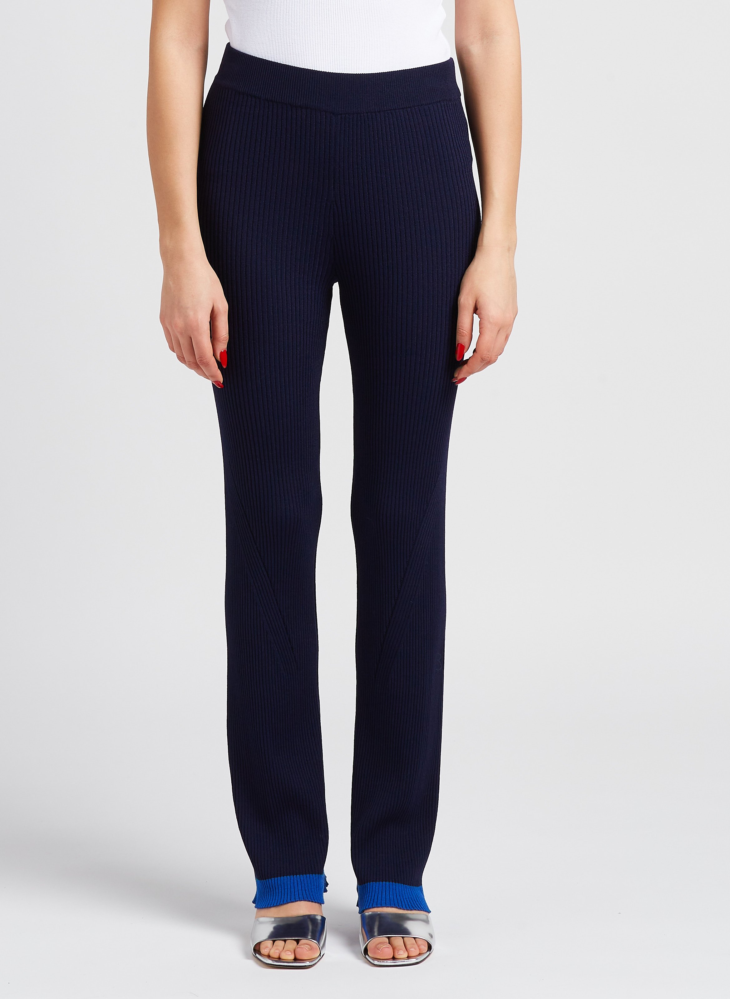 Gerippte Leggings mit geradem Schnitt SECOND FEMALE Blau