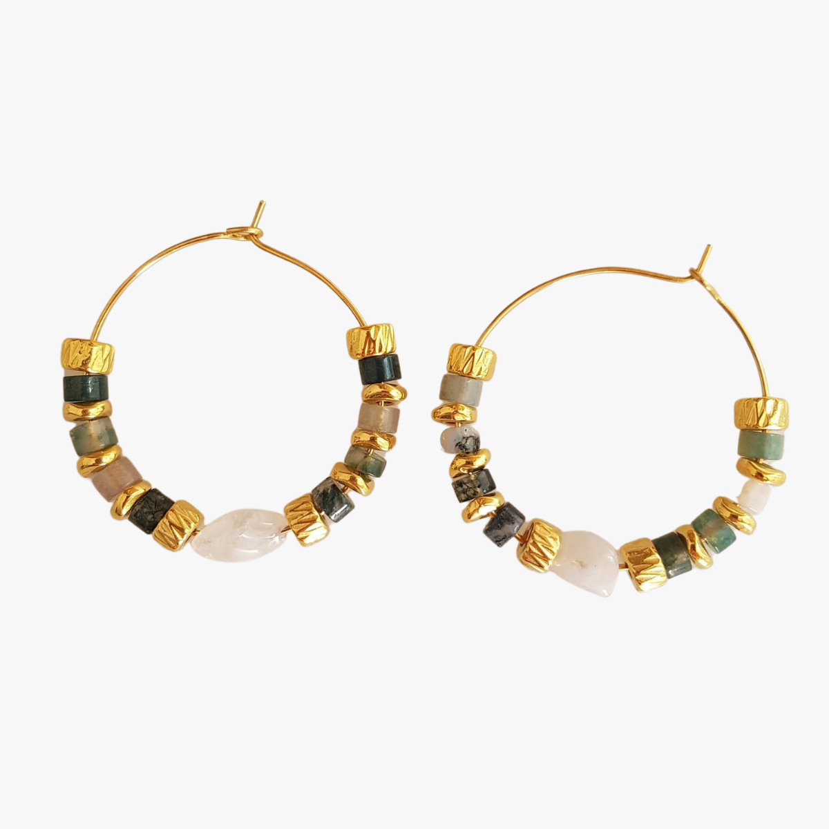 Moss agate earrings GINANDGER Green