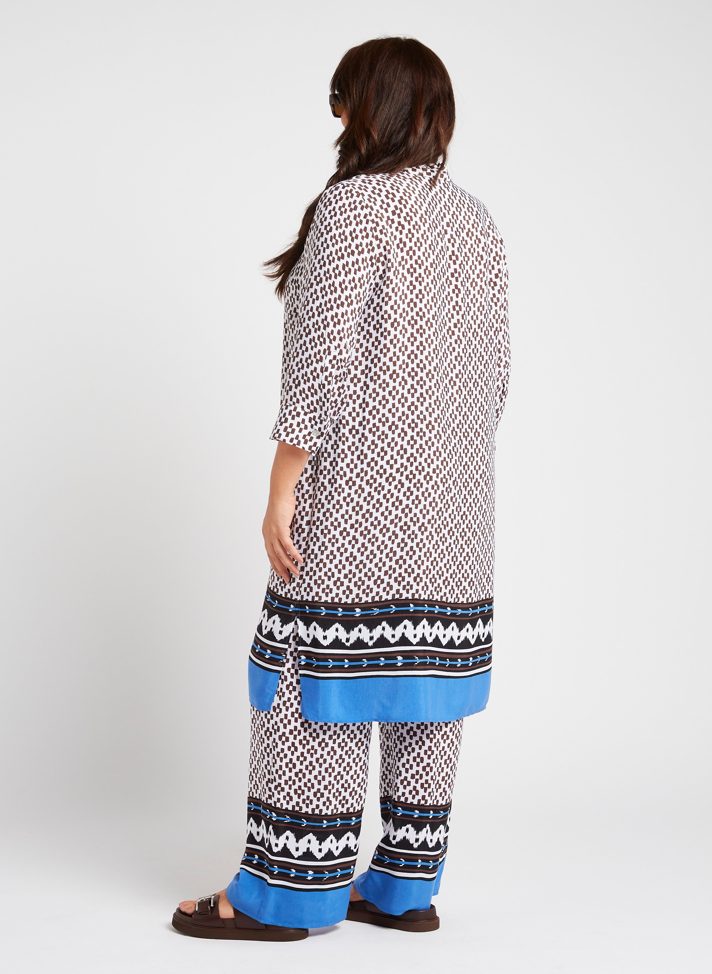 Pantalon large imprimé PERSONA by Marina Rinaldi Blanc