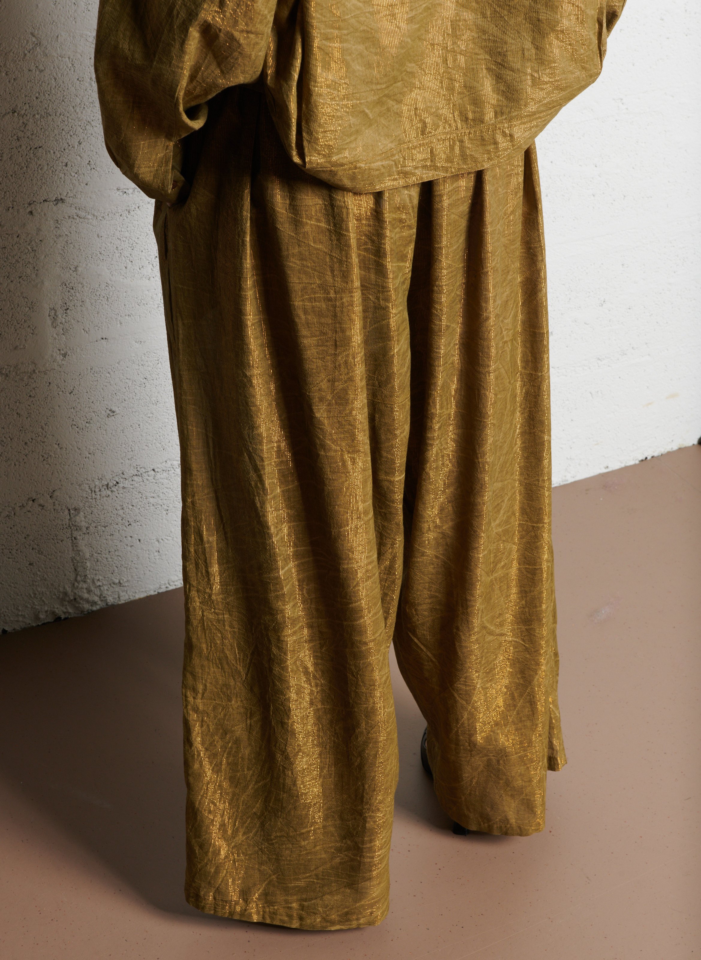 Pantalon large taille haute en coton mélangé MES DEMOISELLES Vert