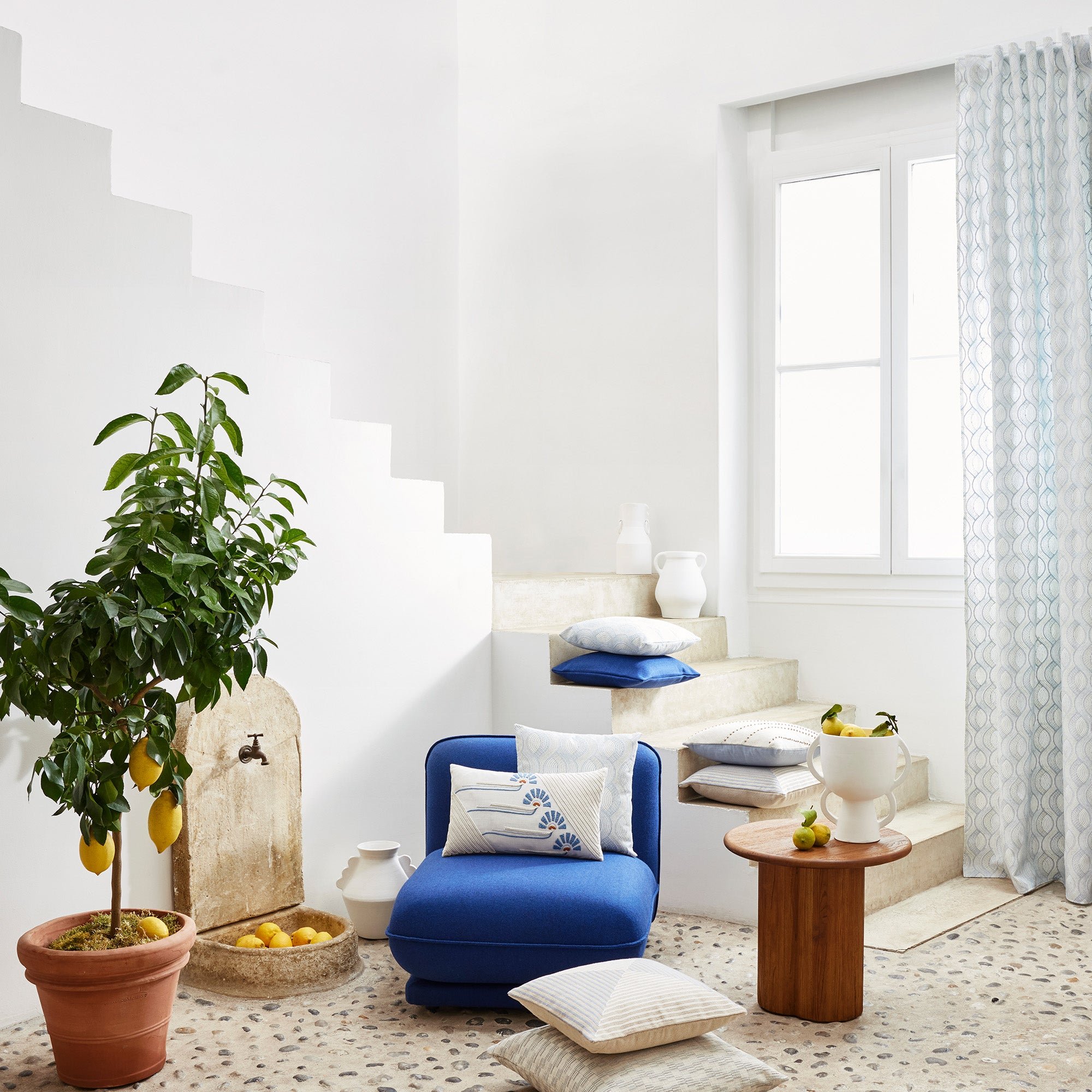 Curtain with loops MADURA Blue