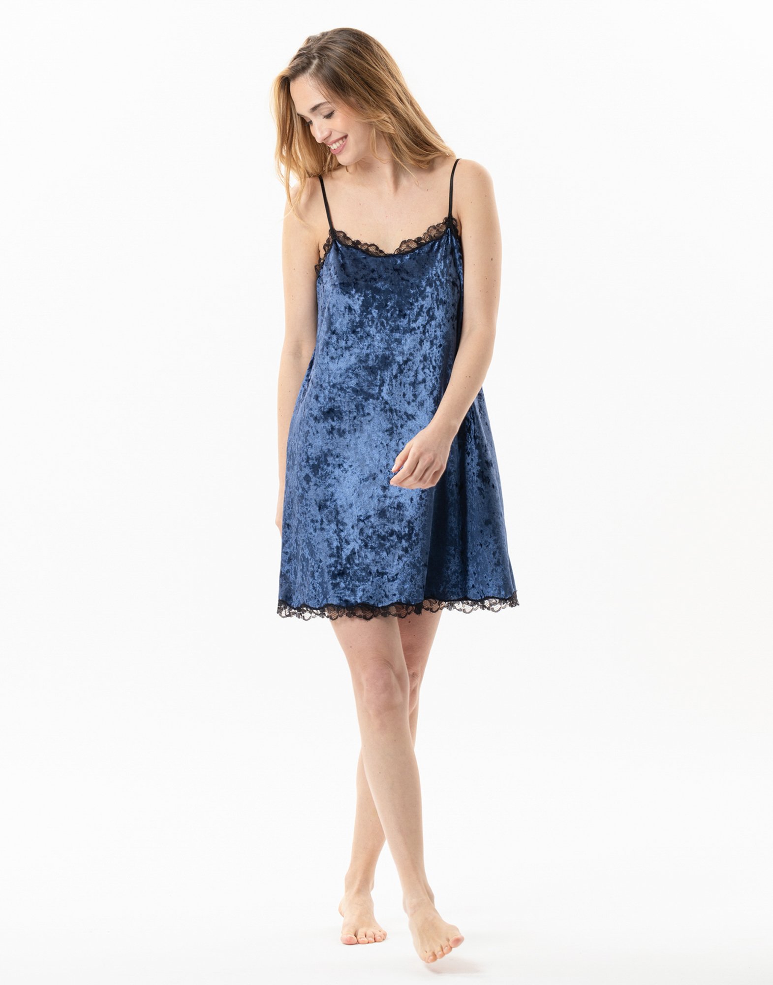 Velvet slip dress LE CHAT Blue