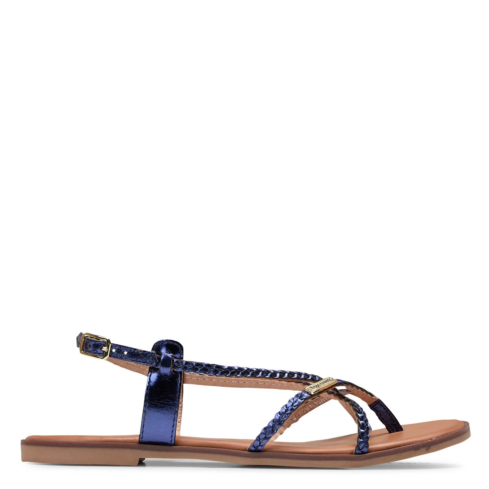 Flat metallic leather sandals LES TROPEZIENNES PAR M.BELARBI Blue
