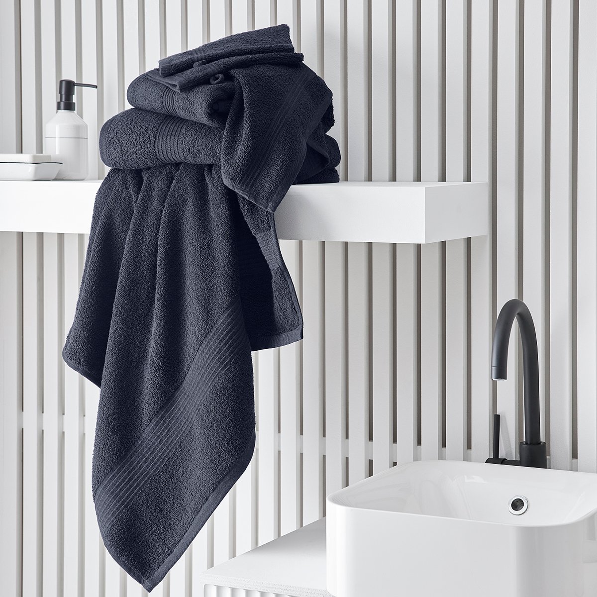Set of 2 cotton bath towels TODAY LINGE DE MAISON Blue
