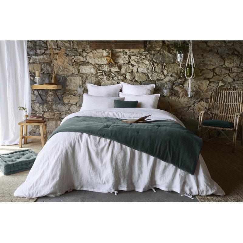 Cotton gauze bedspread or end-of-bed throw L'EFFET PAPILLON Grey