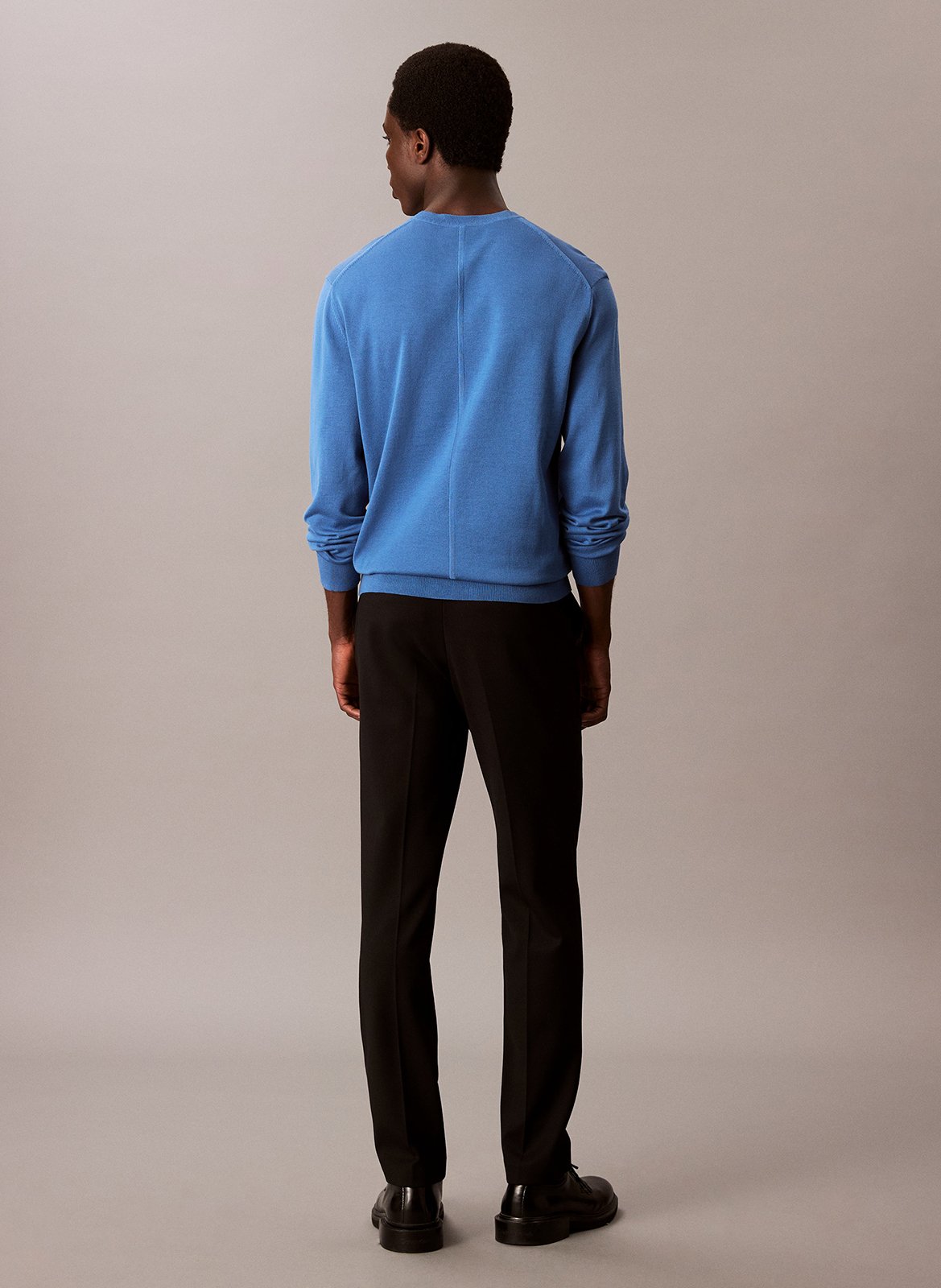 Sweat droit col rond en coton CALVIN KLEIN Bleu