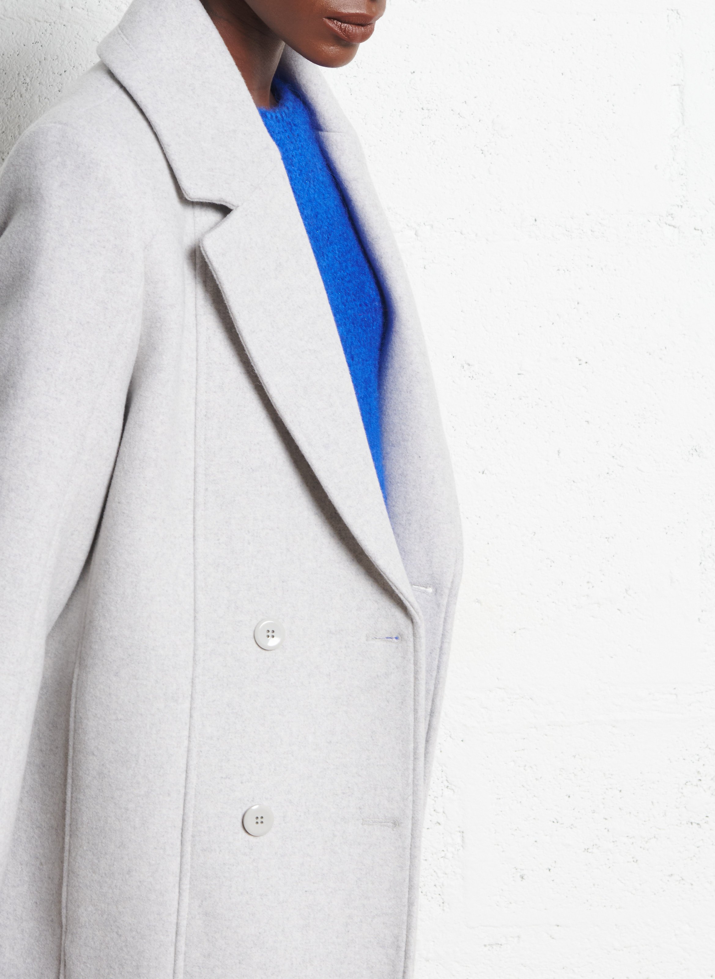 Manteau droit en laine mélangée ONE STEP Gris