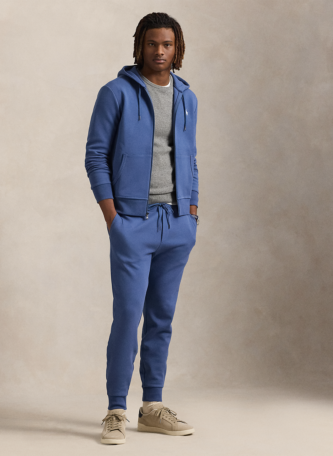 Jogging ajusté en coton mélangé POLO RALPH LAUREN Bleu