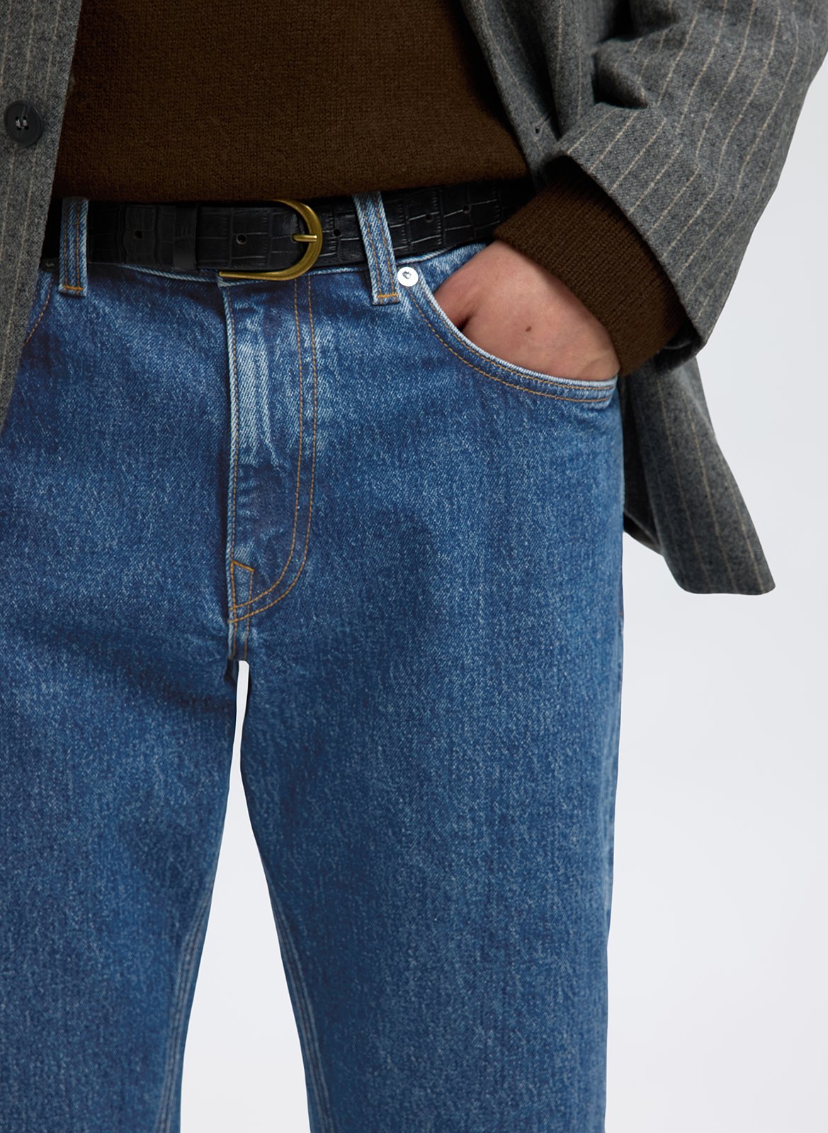 Straight organic cotton-blend jeans SELECTED Blue