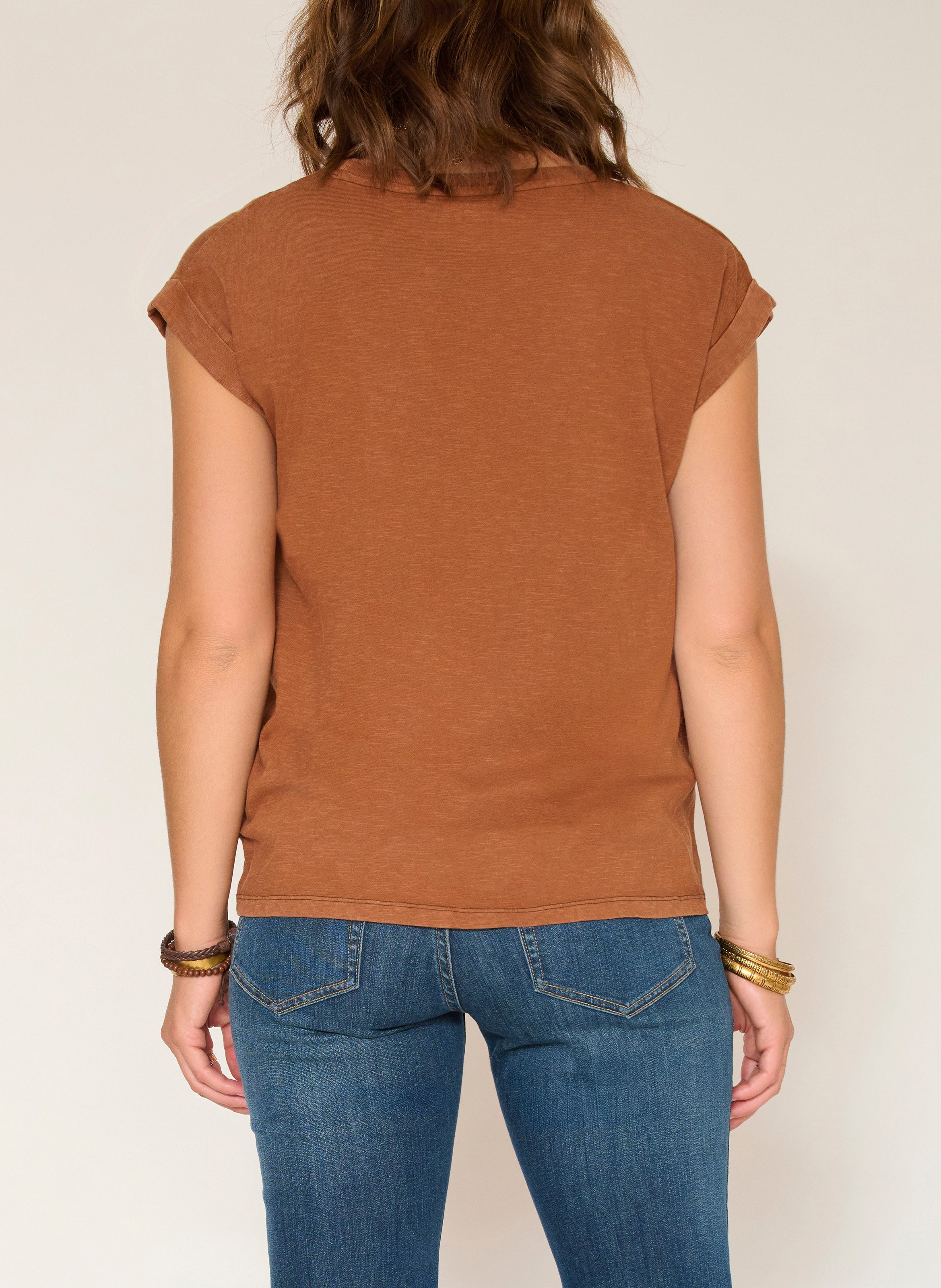 Tee-shirt ajusté en coton MKT Marron