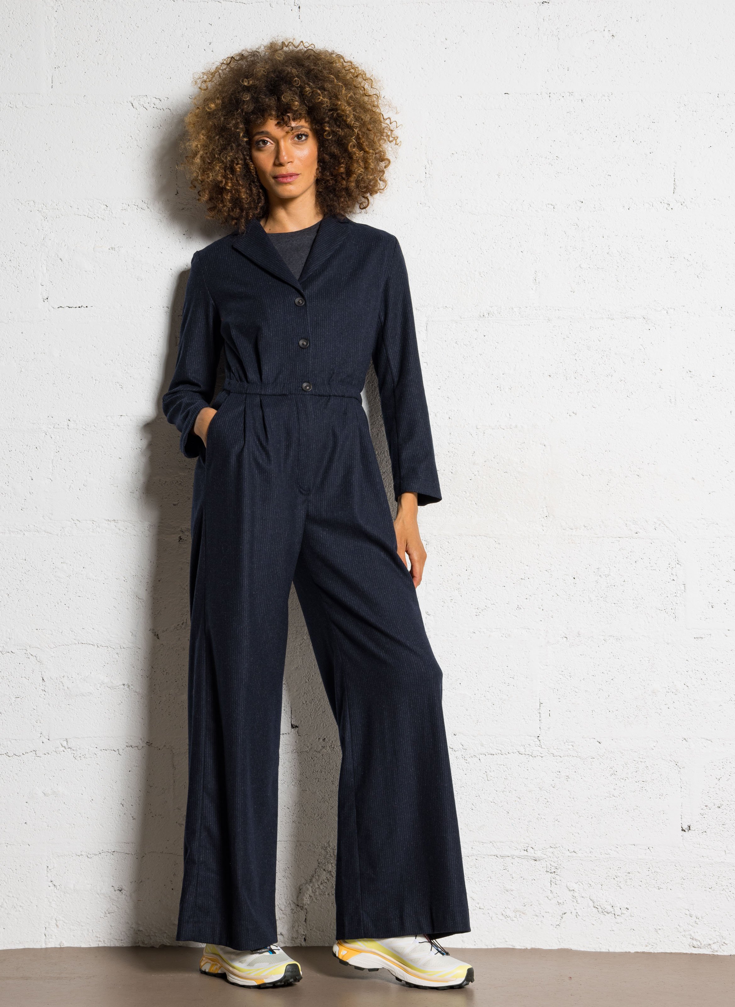 Combinaison col tailleur en laine mélangée DIEGA Bleu