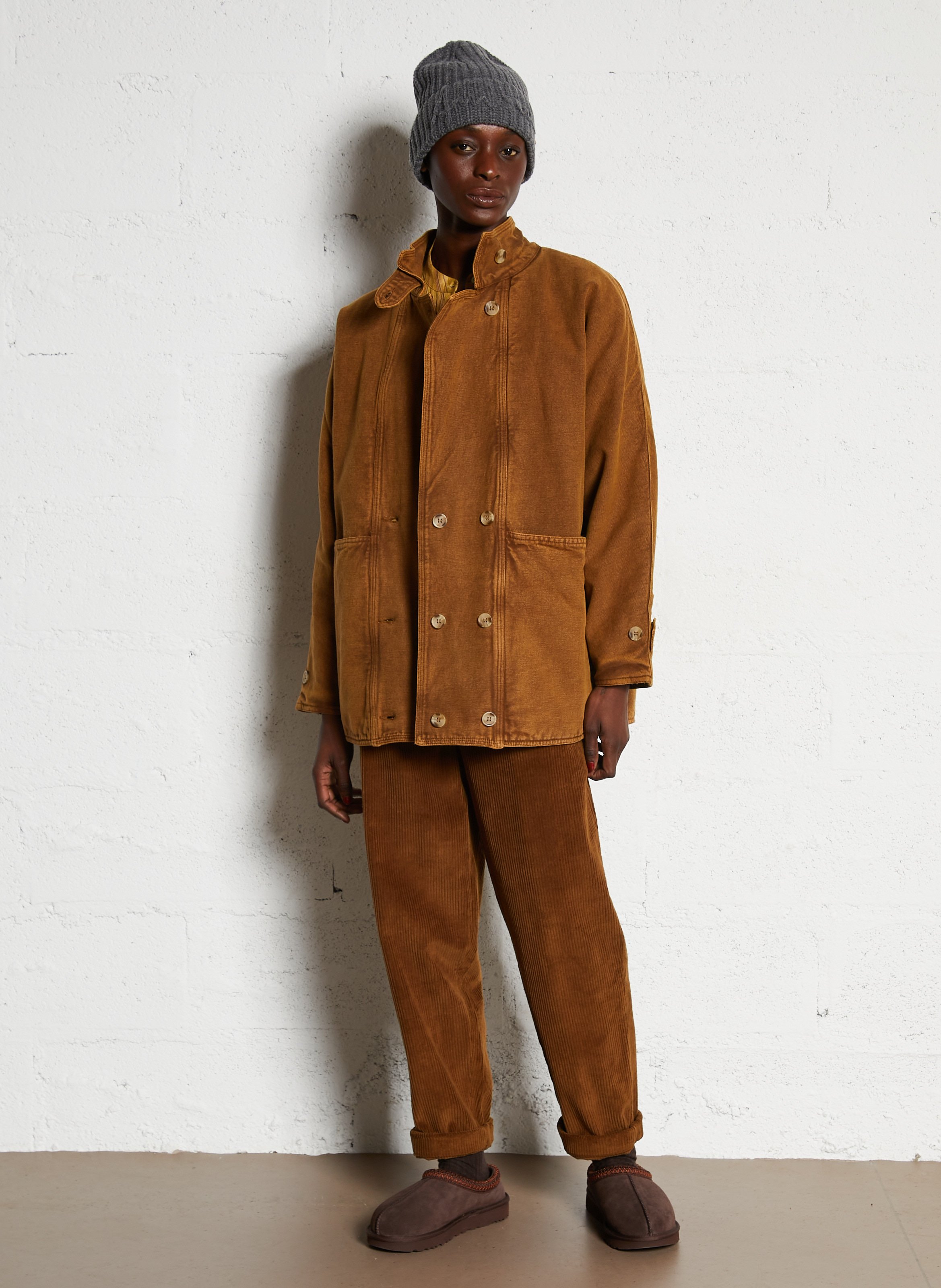 Manteau en denim col montant LEON & HARPER Marron