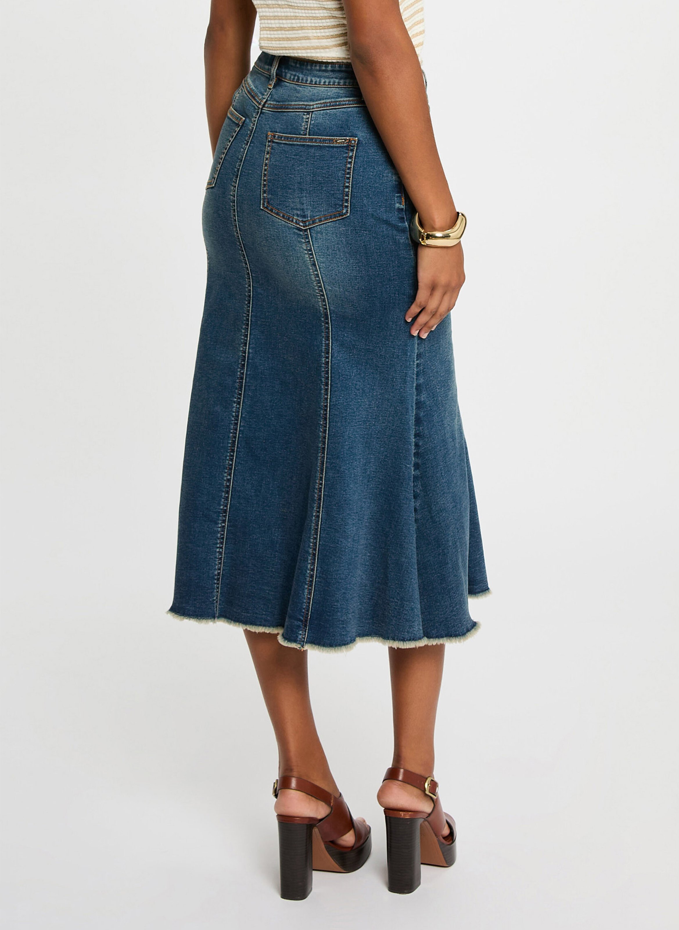 Jupe midi en denim MORGAN Bleu