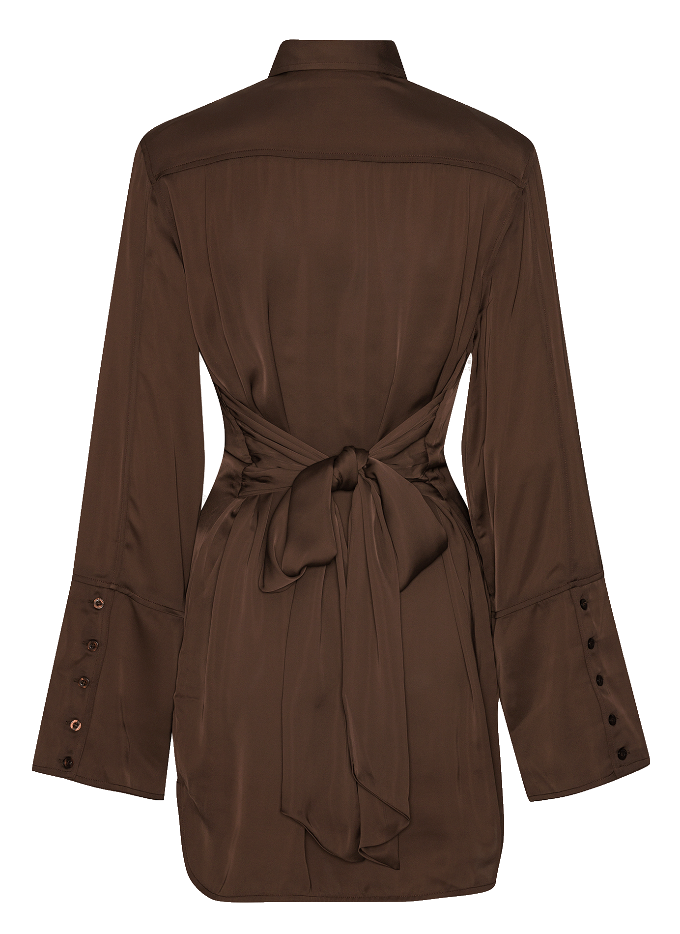 Robe courte col classique satinée ROTATE Marron