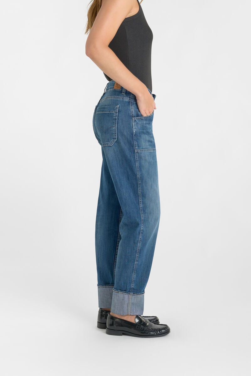Loose, oversized girlfriend high-waisted jeans, length 34 LE TEMPS DES CERISES Blue