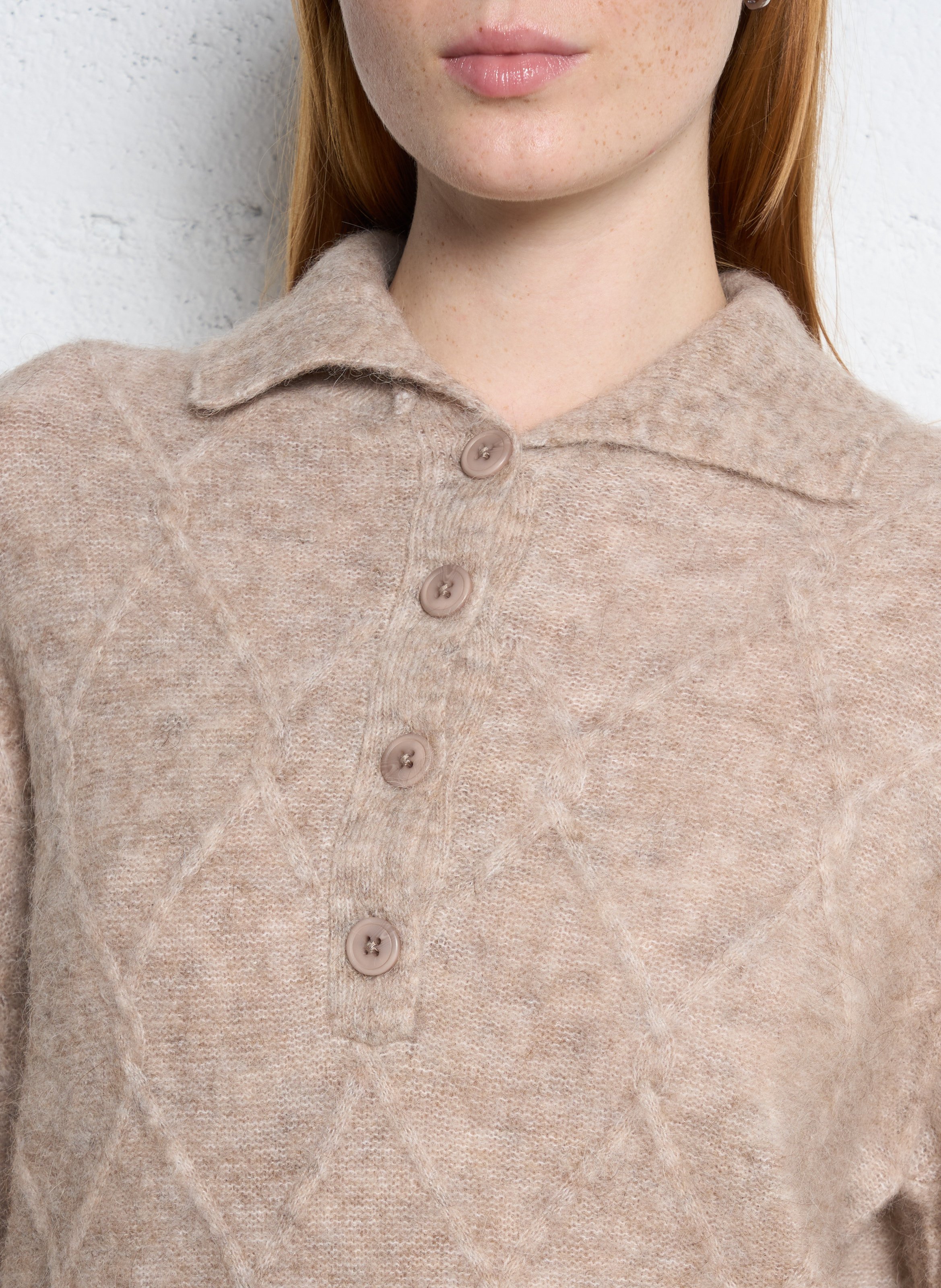 Gerader Pullover mit Polokragen aus Strick SUD EXPRESS Braun