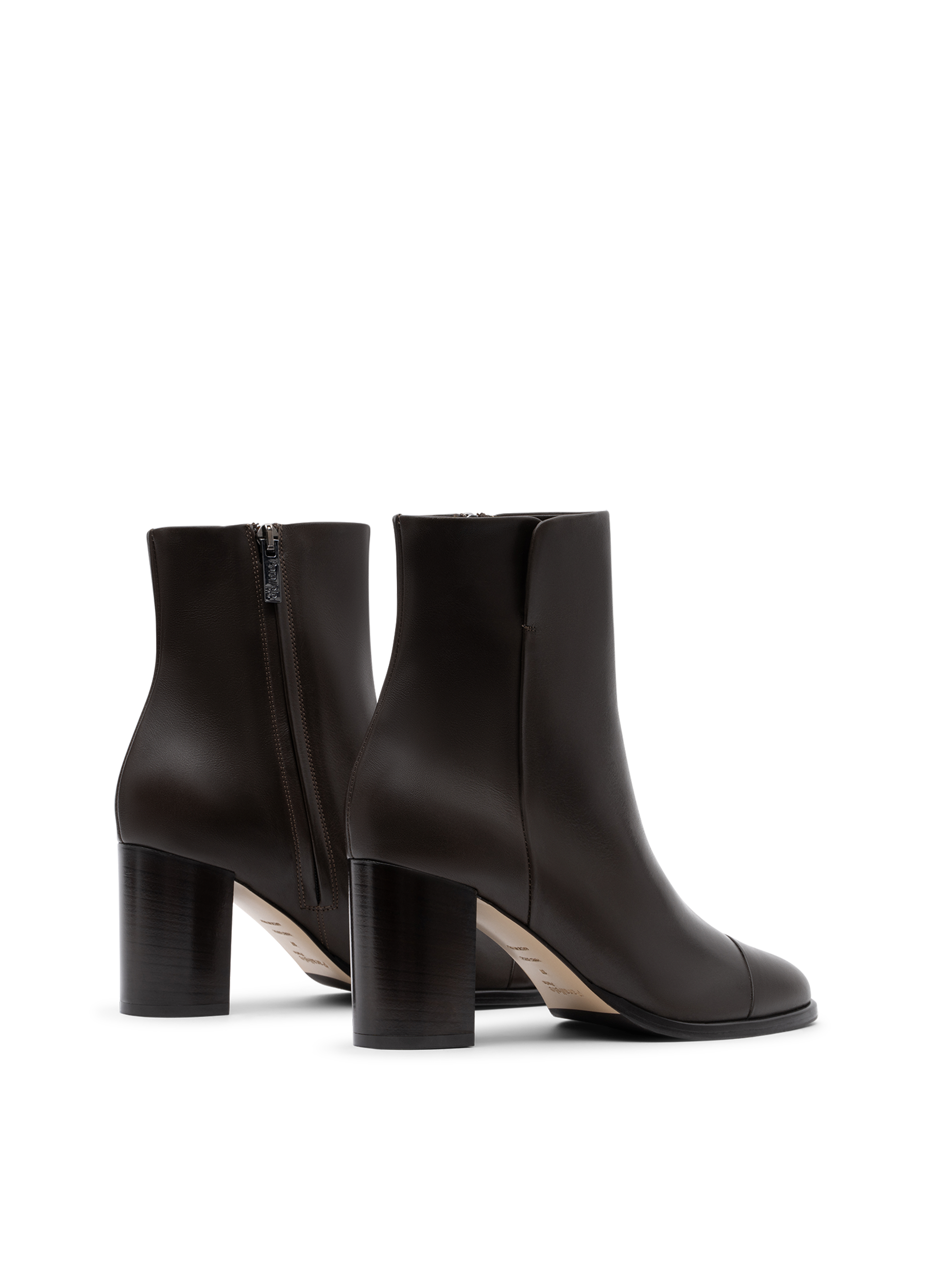 Smooth espresso leather ankle boots PARALLELE PARIS Brown