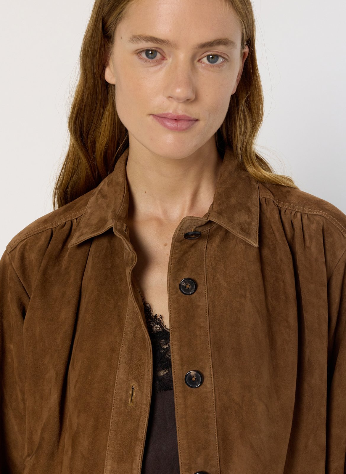 Veste col classique en cuir  GERARD DAREL Marron