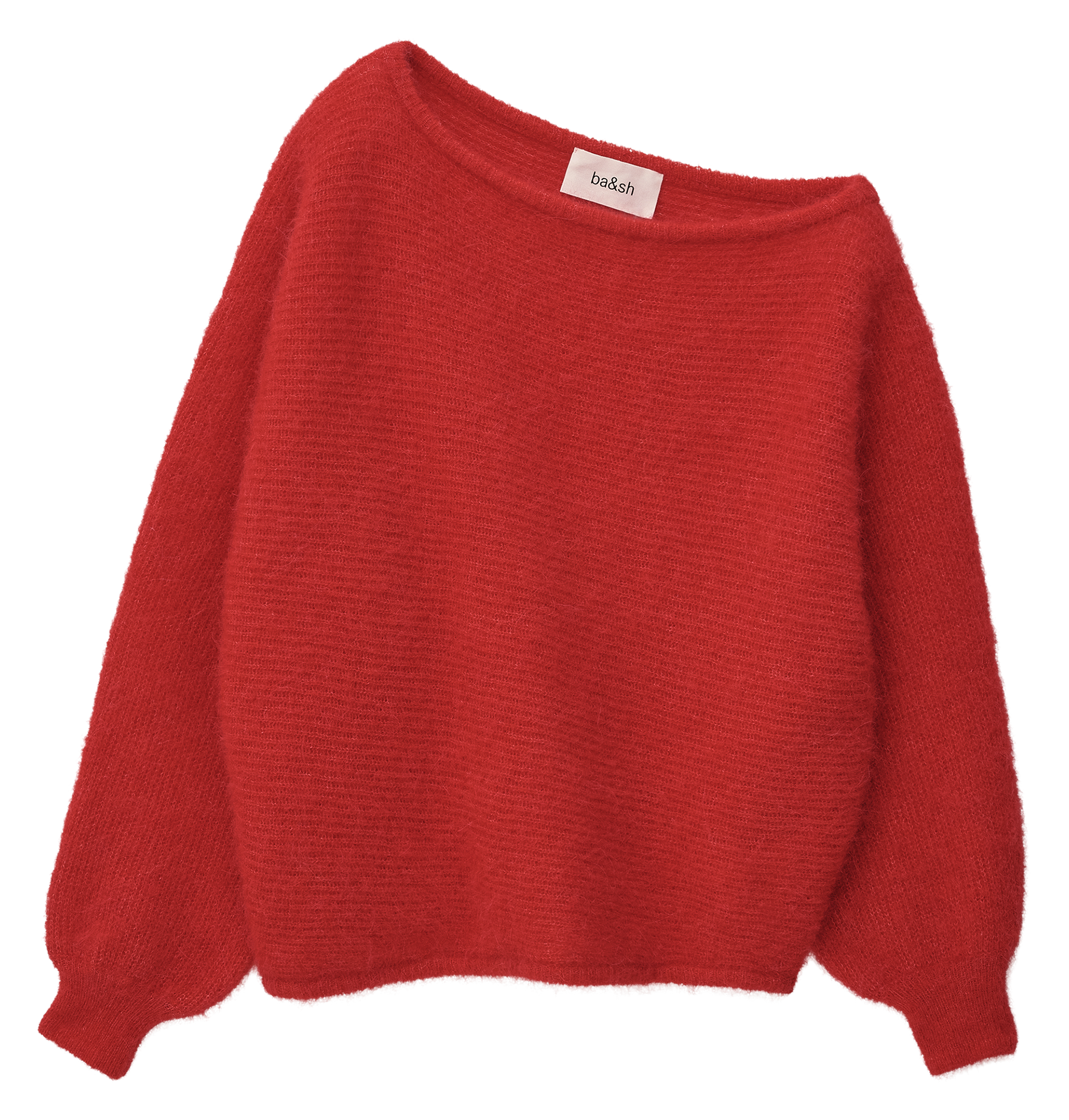 Asymmetrische trui met boothals - wolblend BA&SH Rood