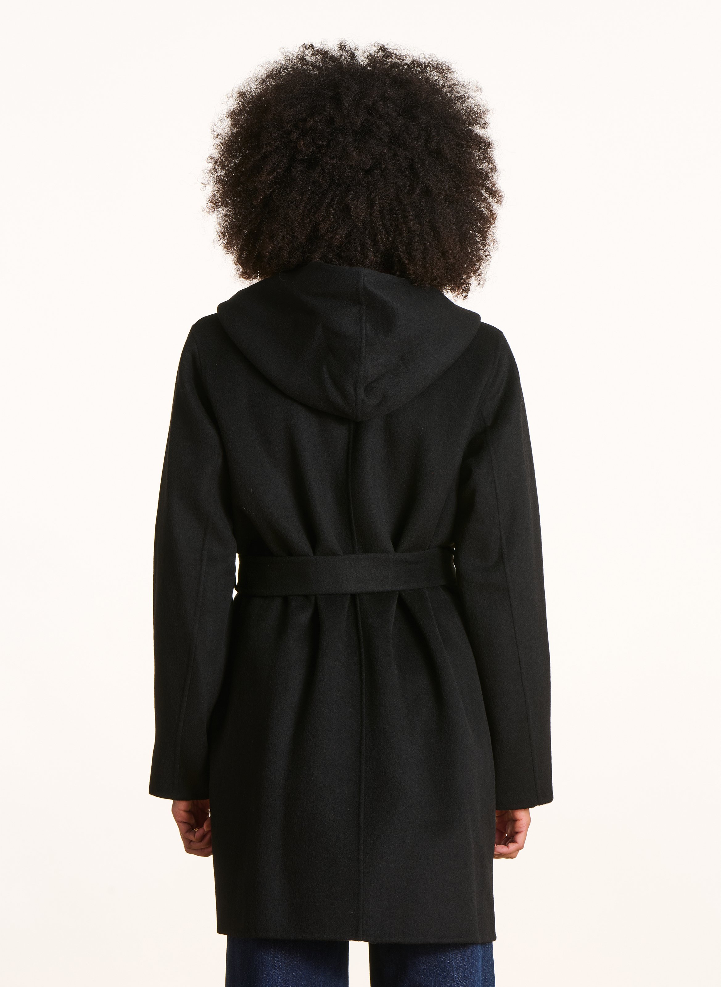 Gerader Mantel mit Schalkragen aus recycelter Mischwolle LA FEE MARABOUTEE Schwarz