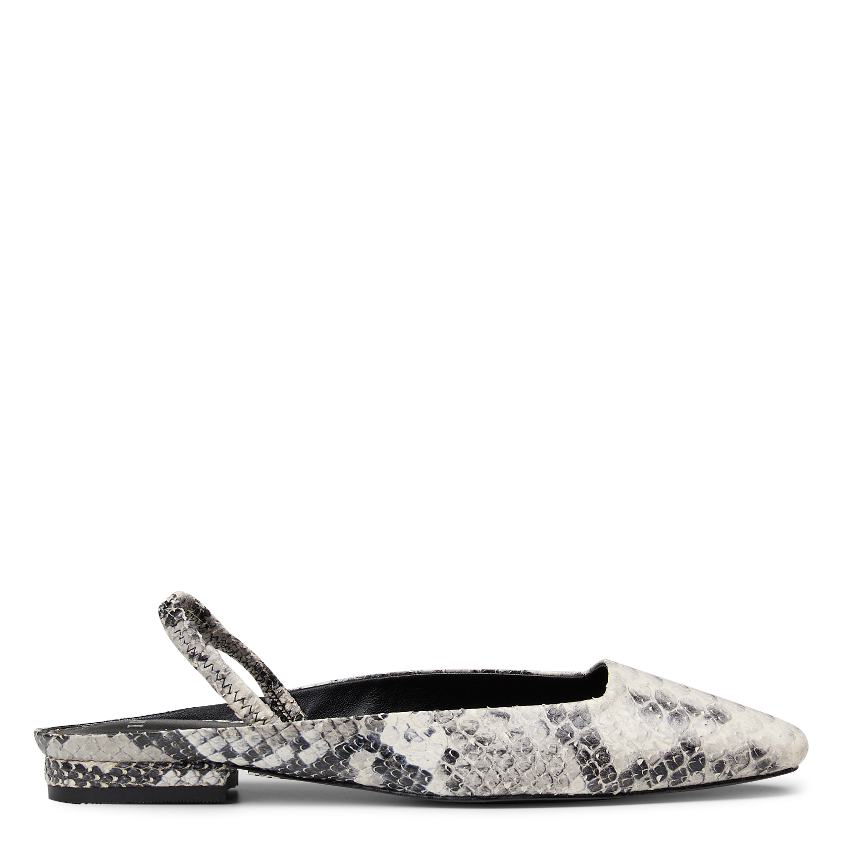 Python effect leather slingback ballerina flats IKKS White
