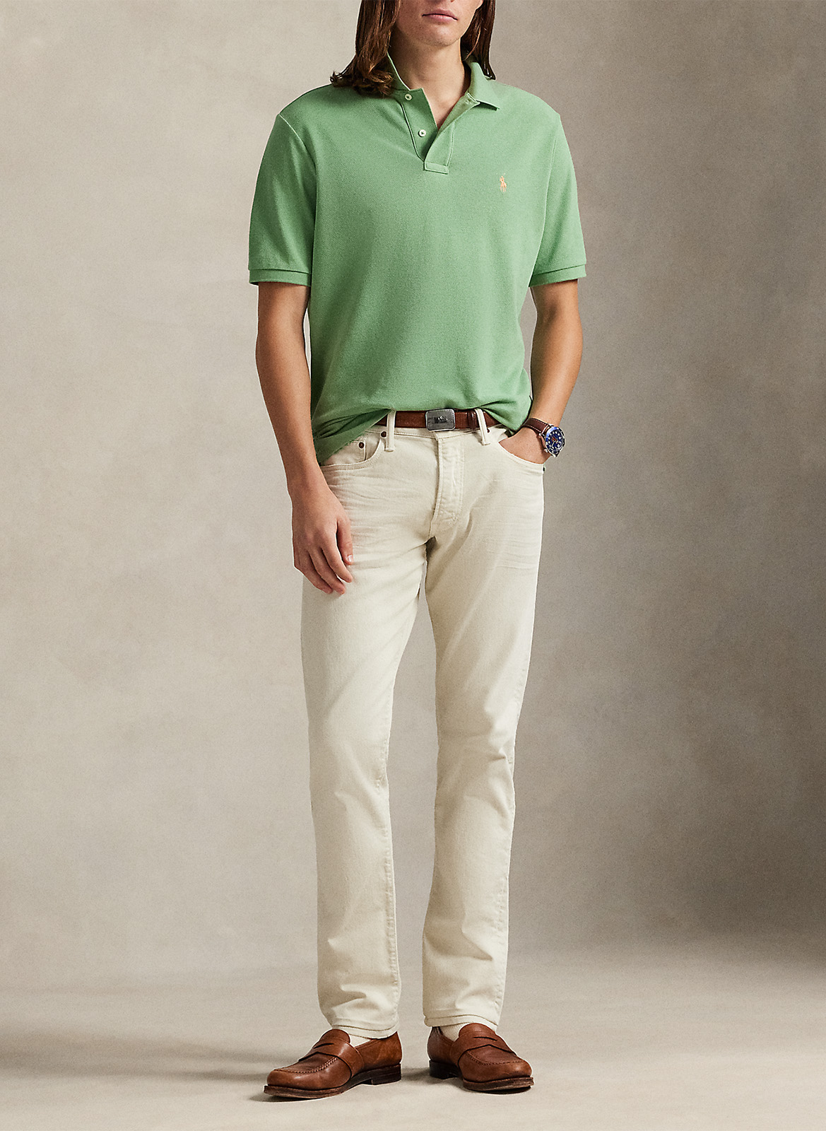 Getailleerde katoenen polo met korte mouwen POLO RALPH LAUREN Groen