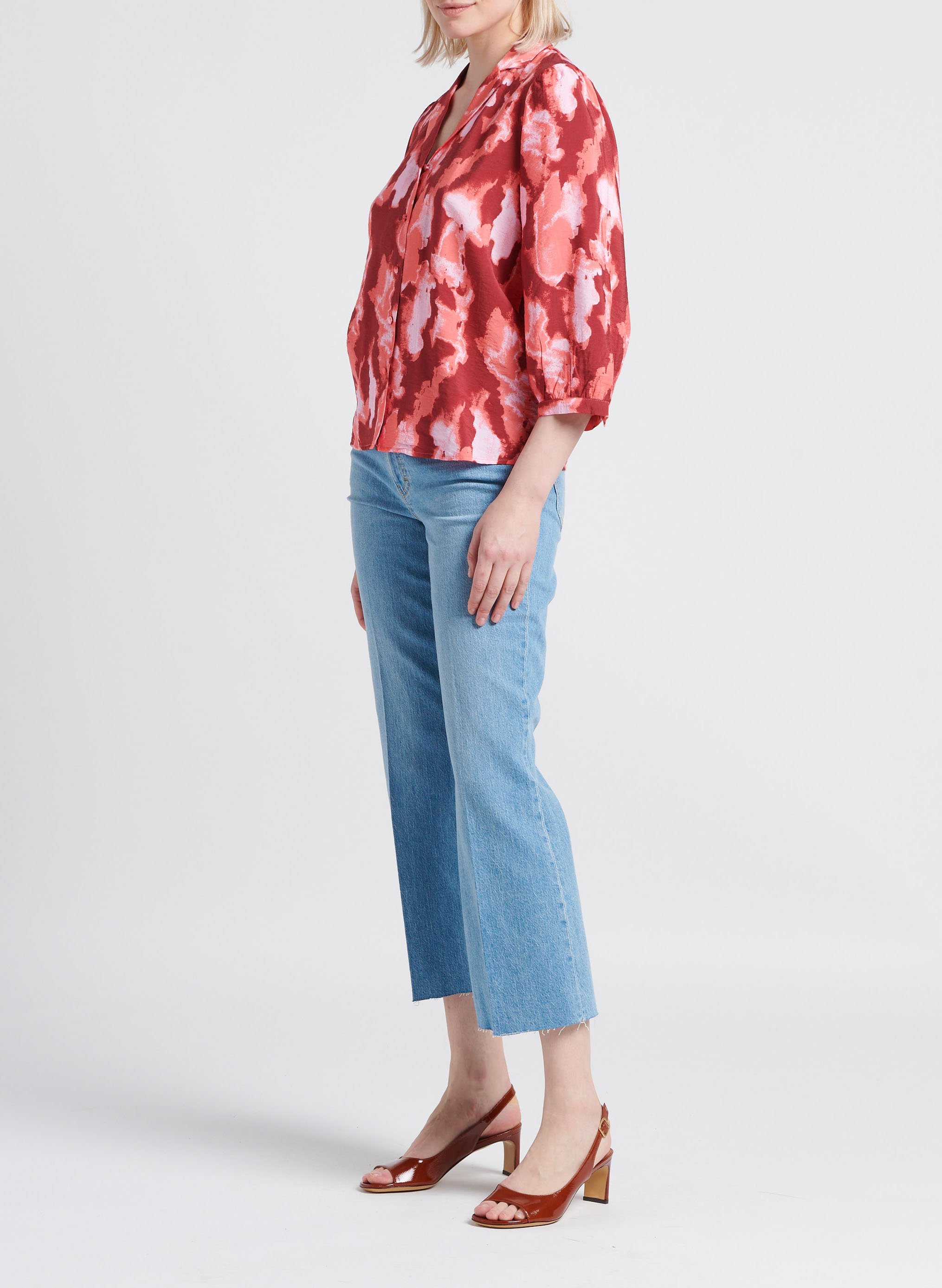 Blouse met klassieke kraag en print MOSS COPENHAGEN Rood