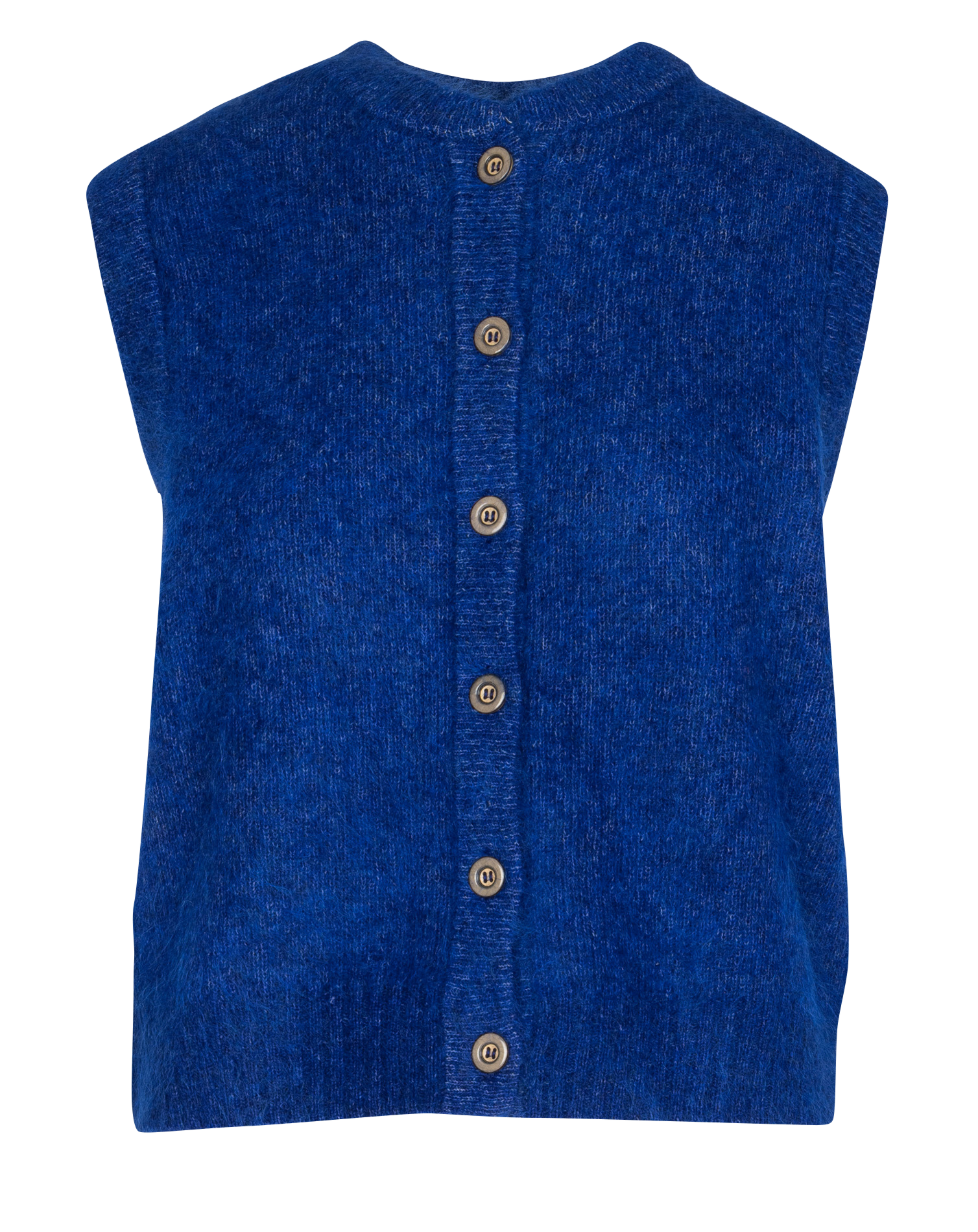 Sleeveless oversized round neck vest in blended mohair MAISON 123 Blue