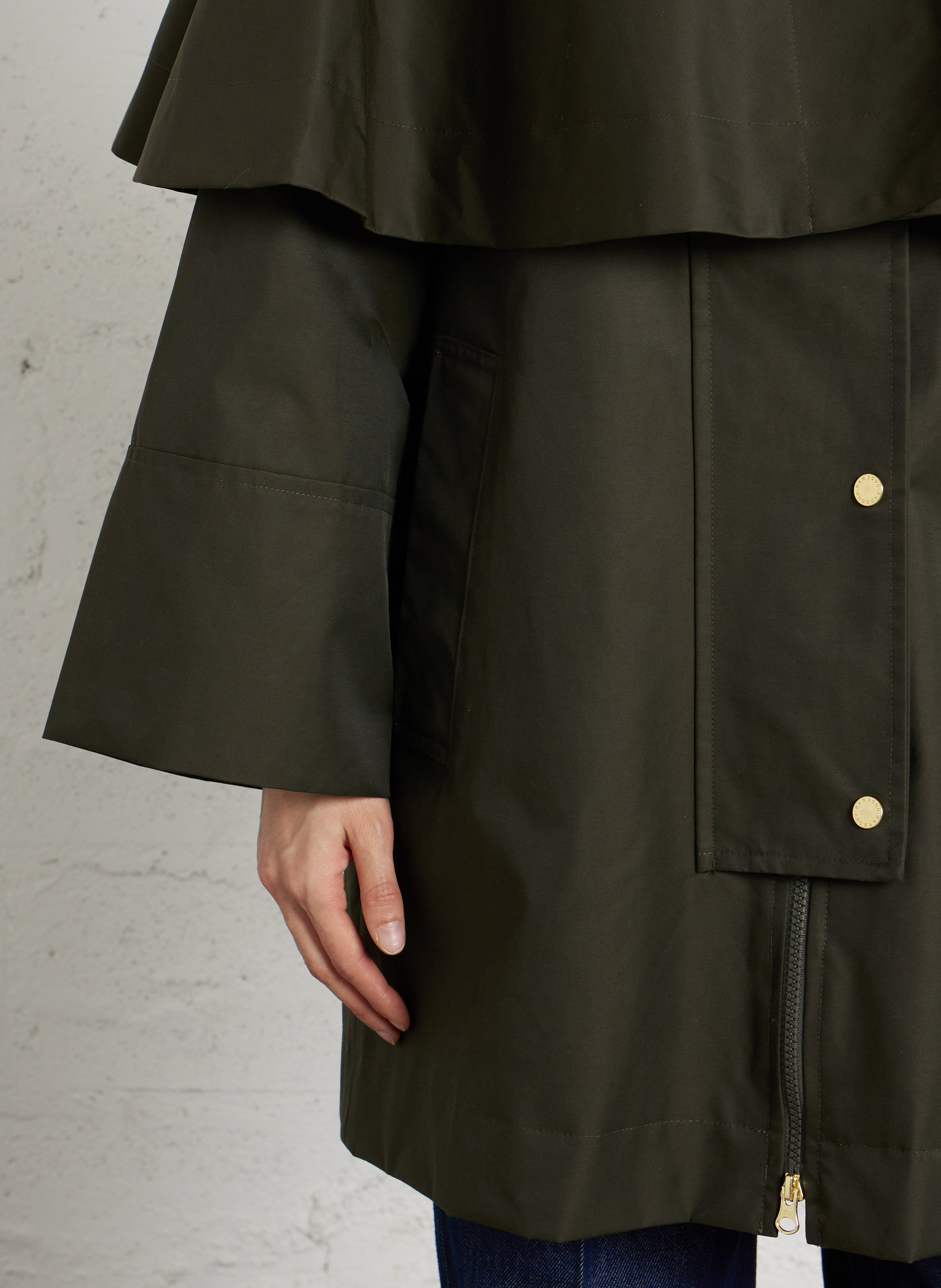 Veste imperméable à cape unie BARBOUR Kaki