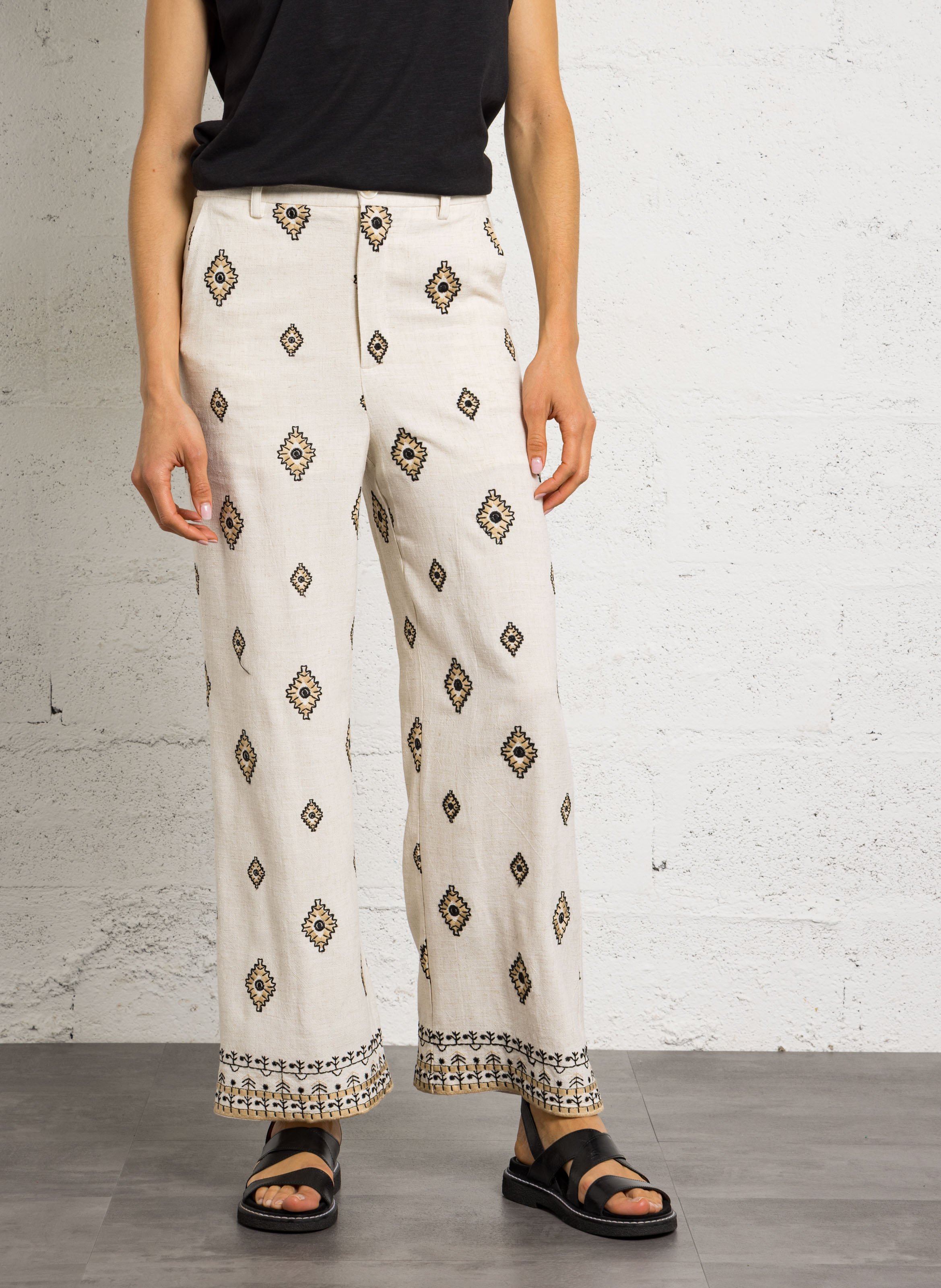 Azawood - Weite Hose mit hohem Bund SEE U SOON Beige