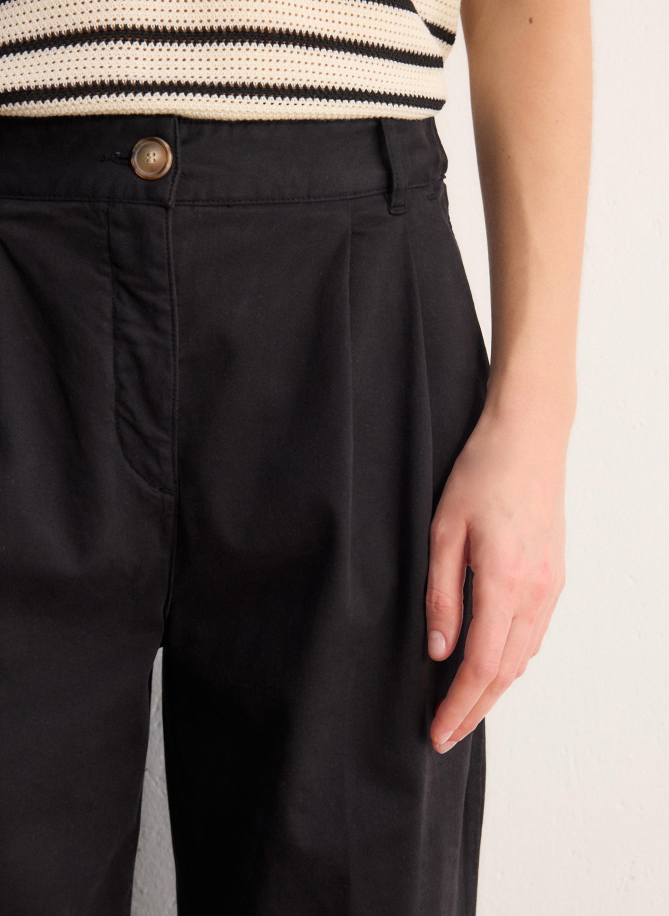 Pantalon large taille haute uni PABLO Noir