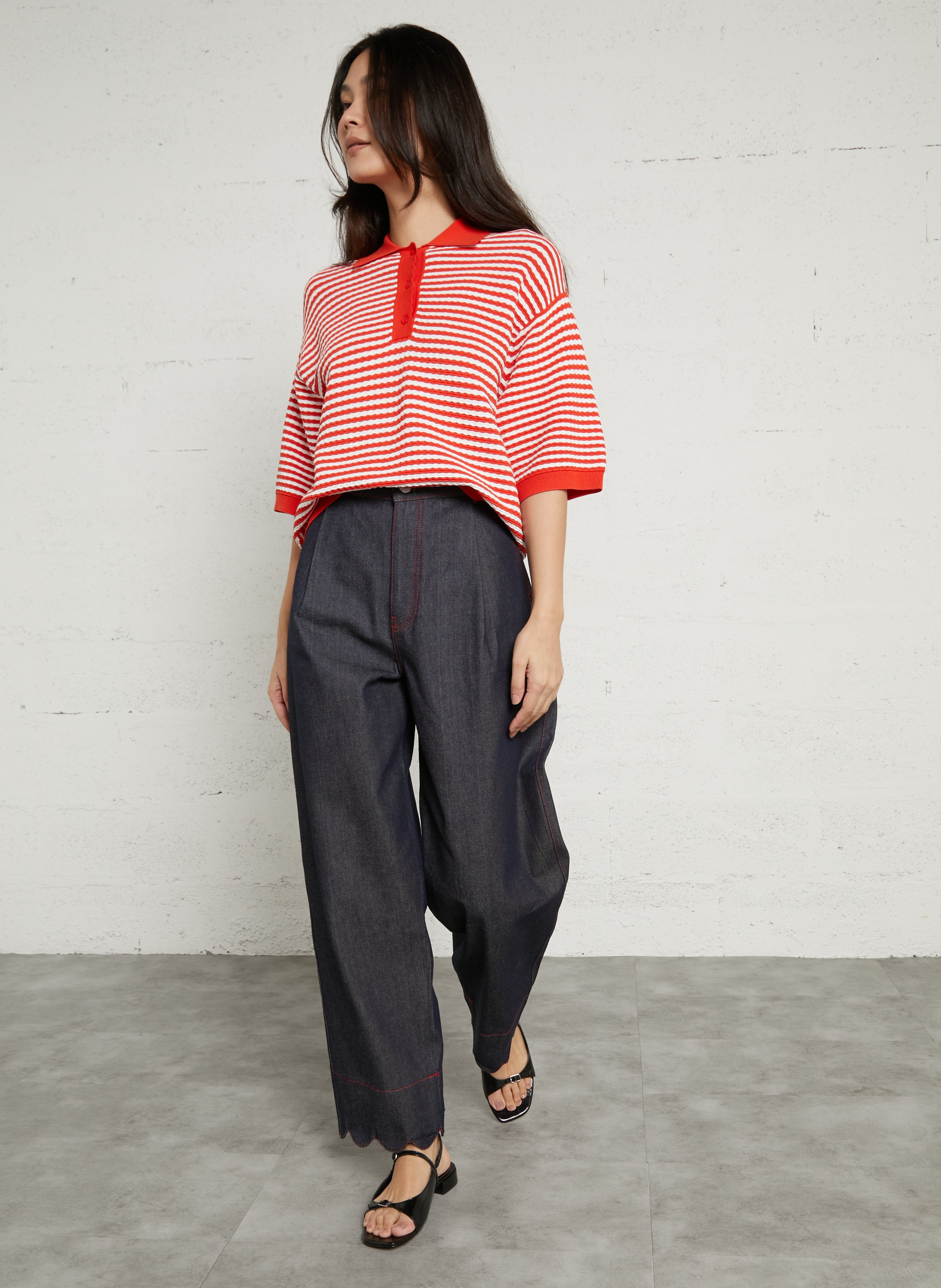 Sandales plates en cuir vernis JB MARTIN Noir