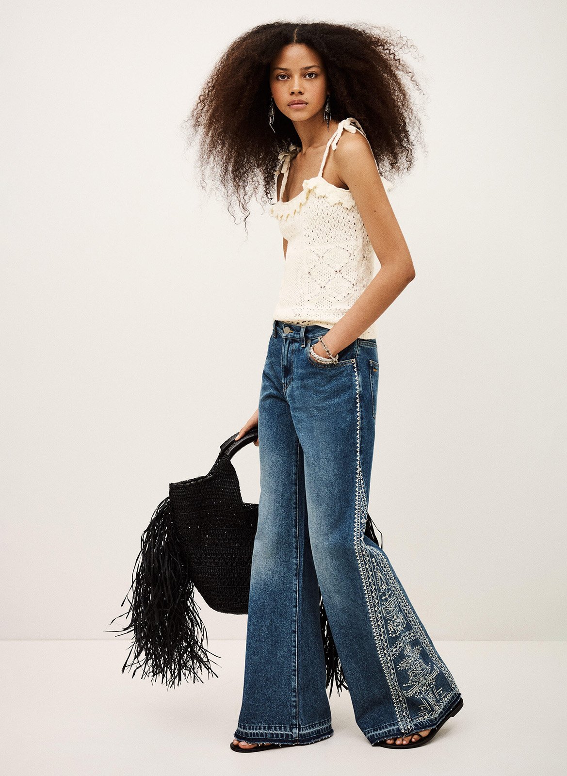 Débardeur col rond en maille de coton BA&SH Beige