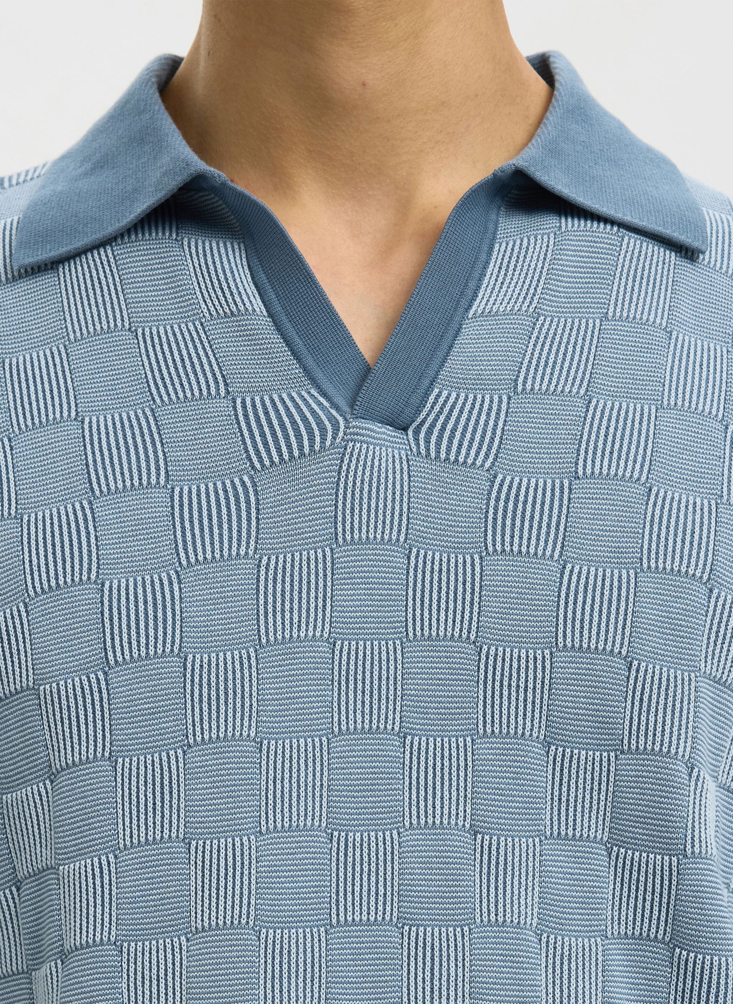 Poloo droit en coton bio imprimé SELECTED Bleu