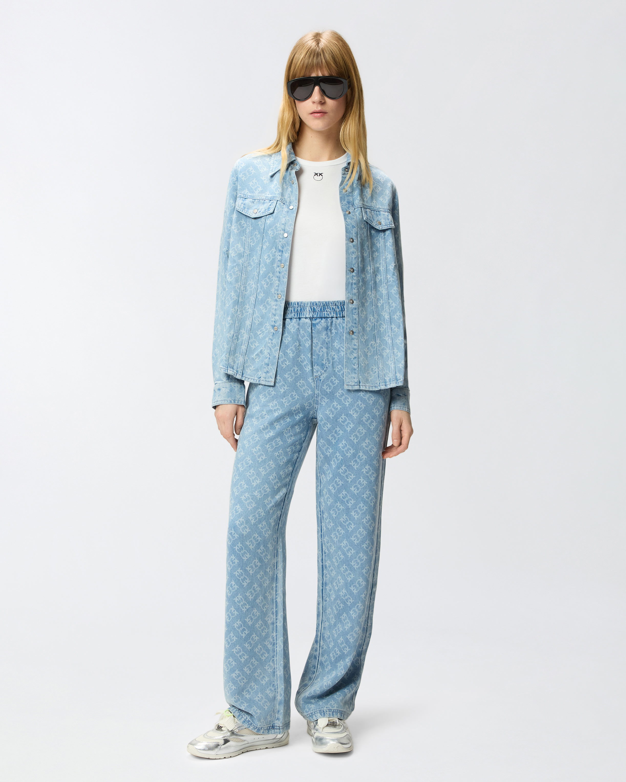 Chemisier en denim avec logo love birds PINKO Bleu