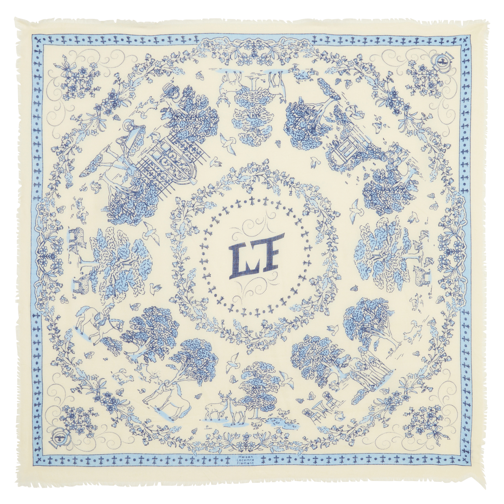 Bedruckter Foulard aus Wollmix MAISON LECOMTE FLAMENT Blau