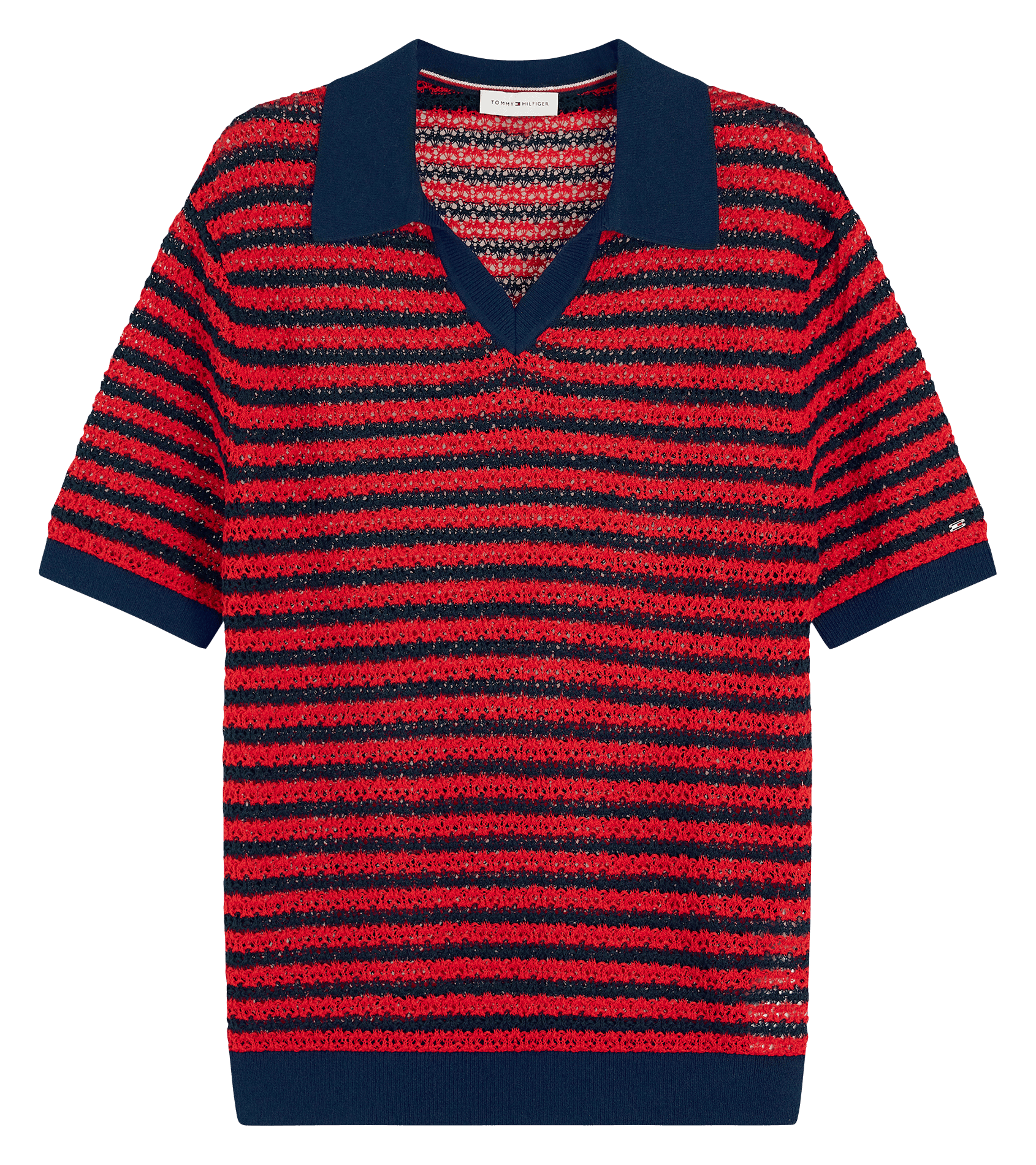 Gerader Poloshirt mit gestreiftem Strick TOMMY HILFIGER Blau