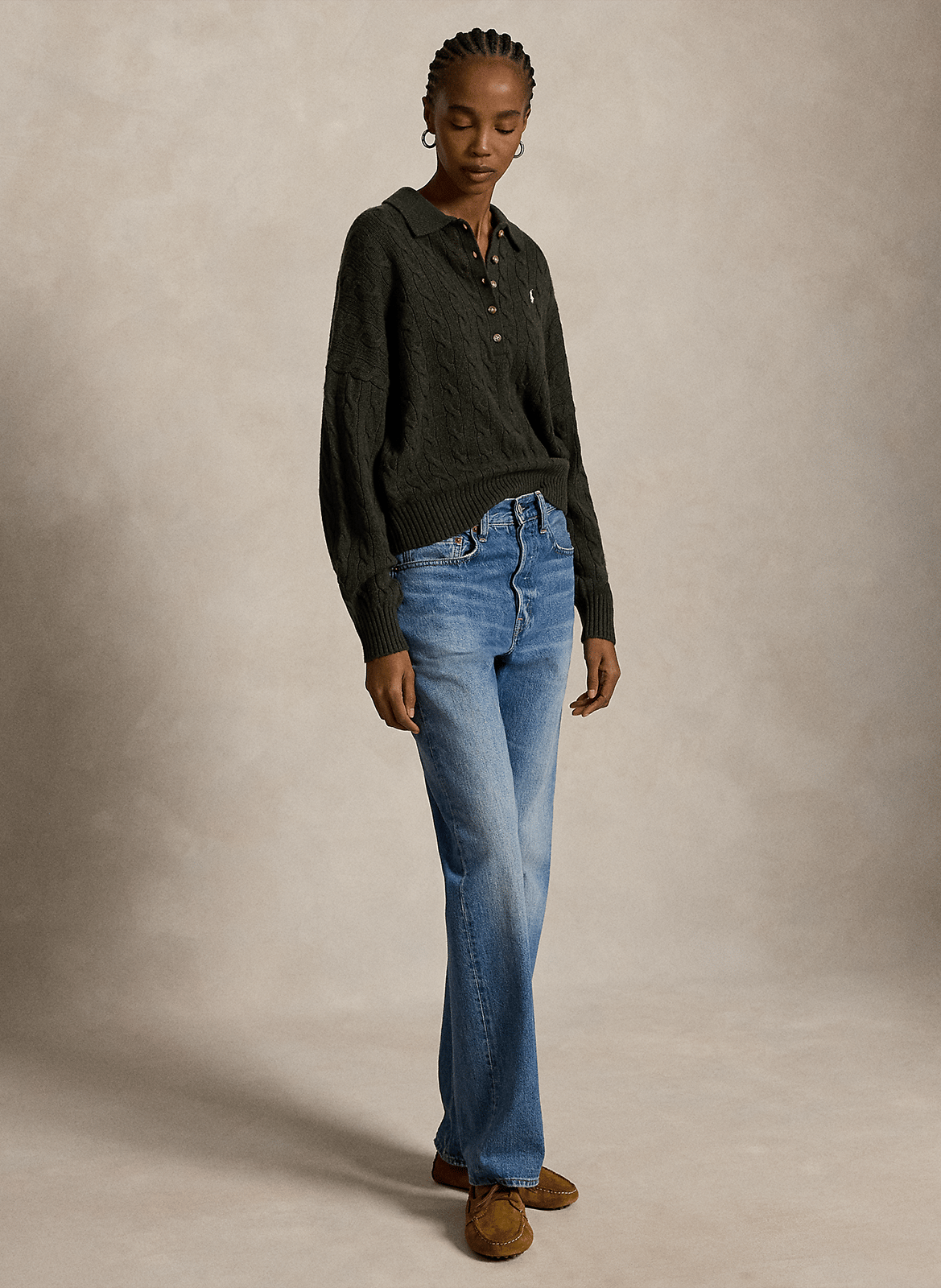 Wool-blend sweater with polo collar POLO RALPH LAUREN Green