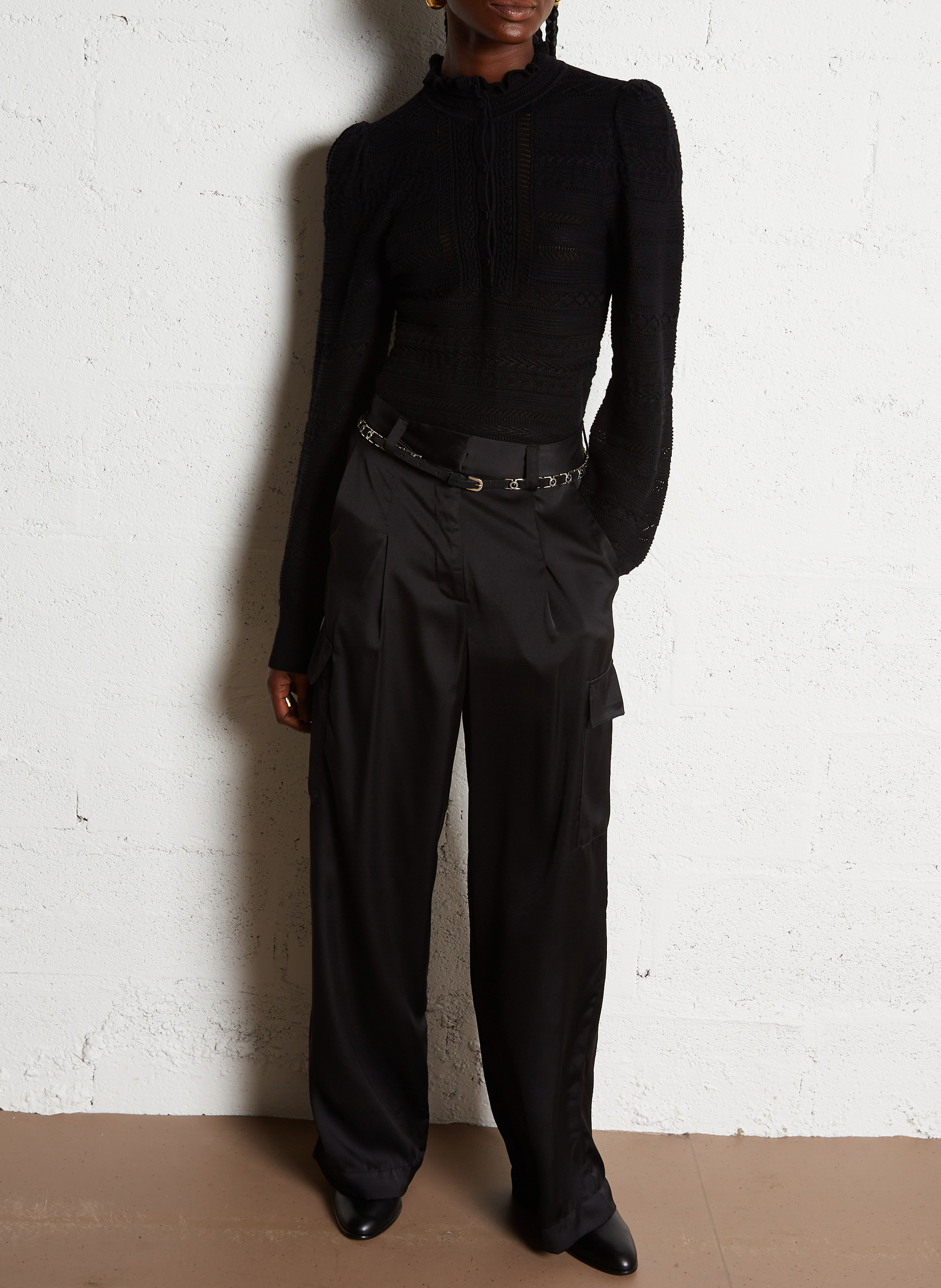 Pantalon large taille haute BA&SH Noir