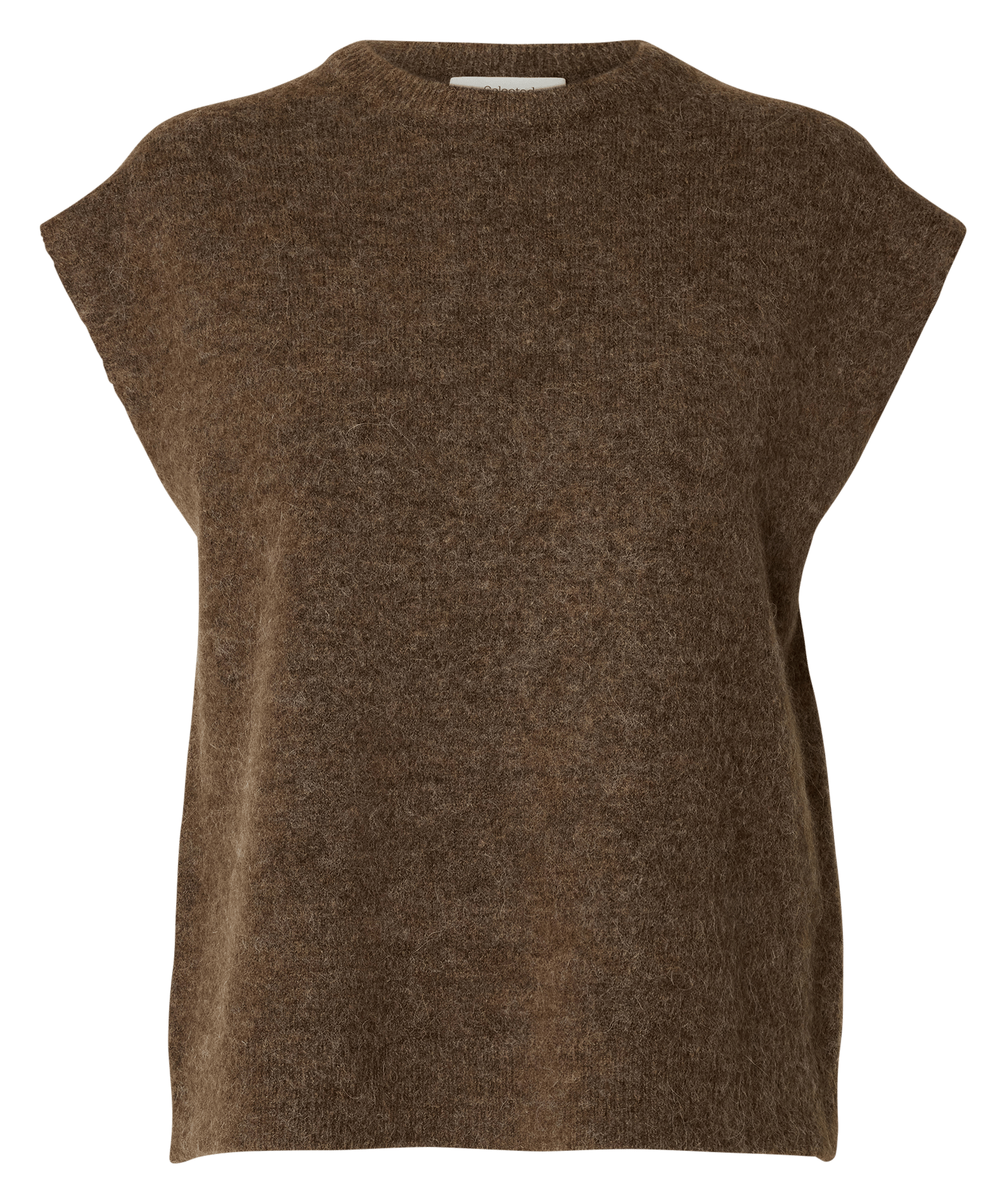 Pull droit en laine mélangée SELECTED Marron
