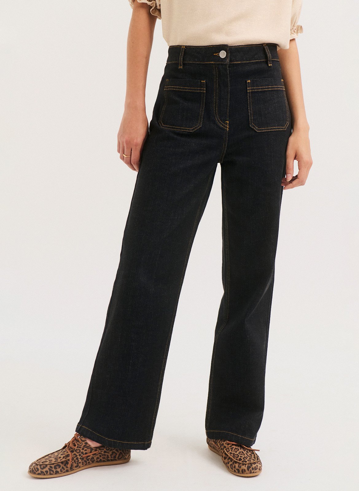 Cotton-blend straight-leg jeans PABLO Black