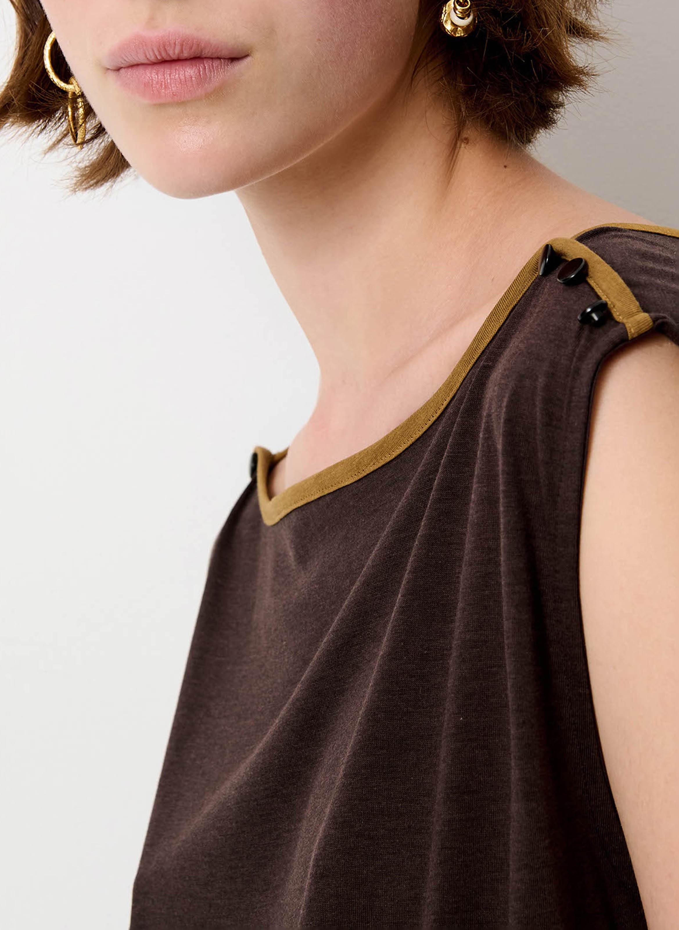 Top sans manches uni SESSUN Marron