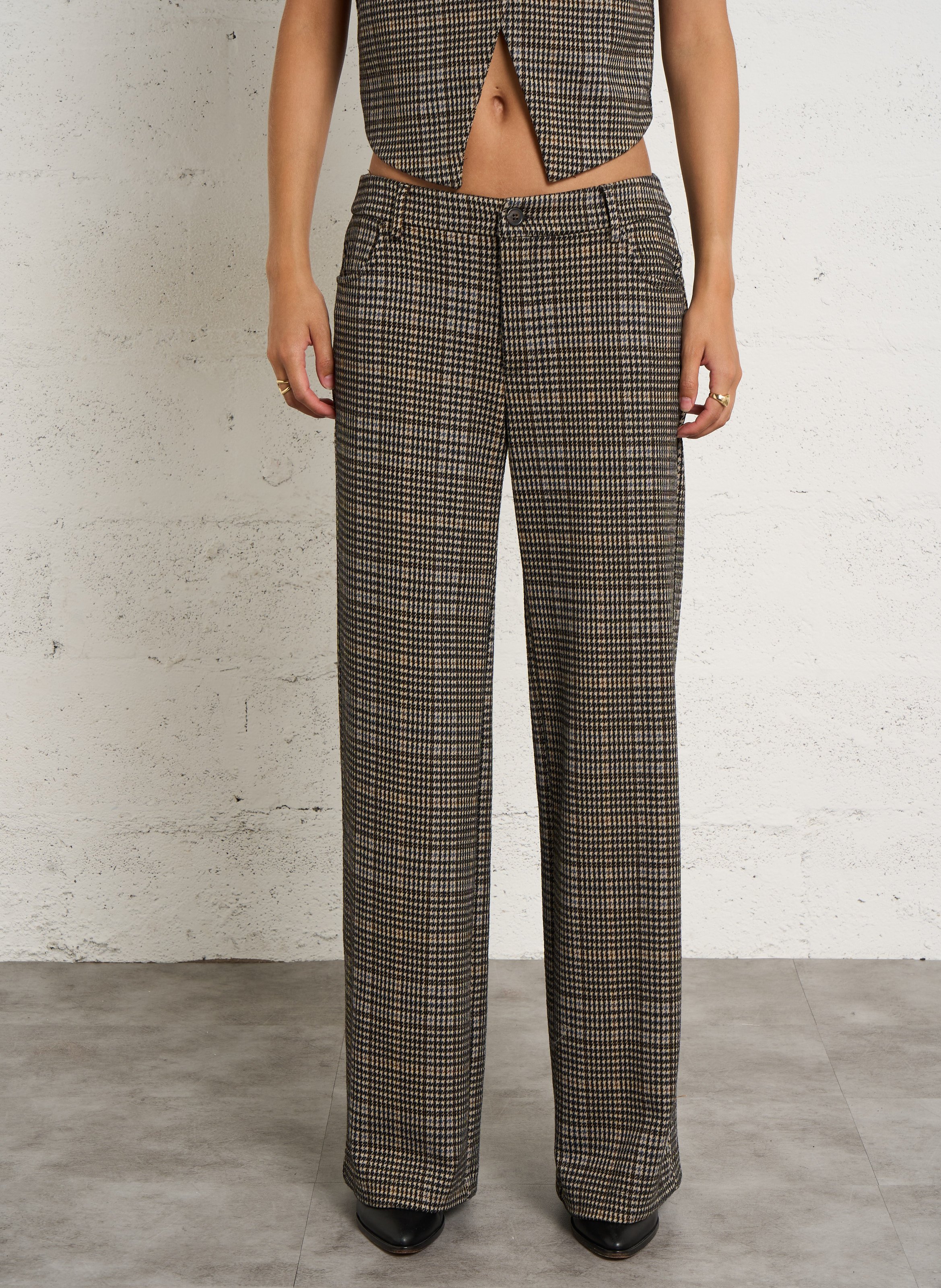 Printed wide-leg pants PLEASE Brown