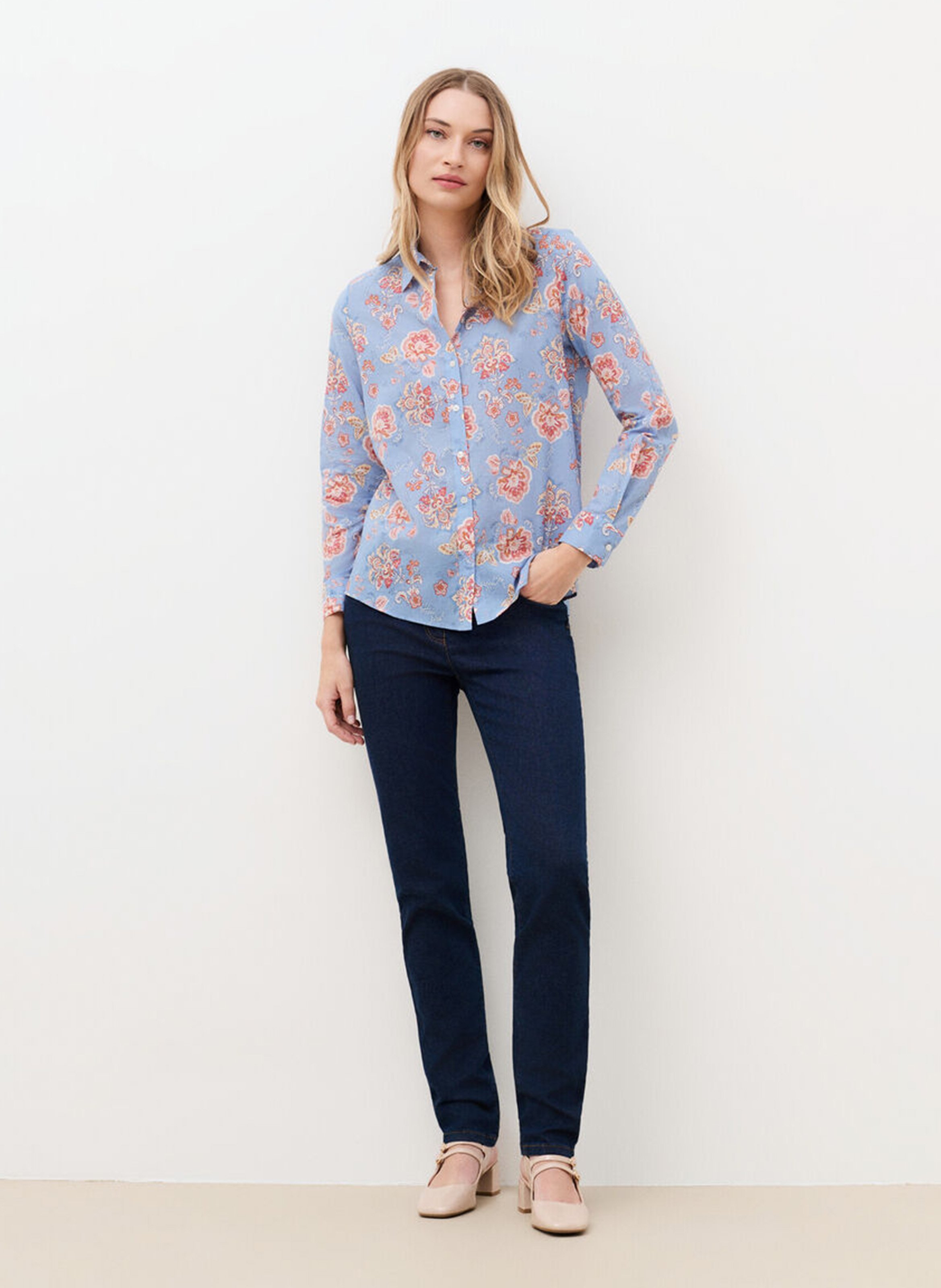 Chemise droite à motifs en coton CAROLL Multicolore