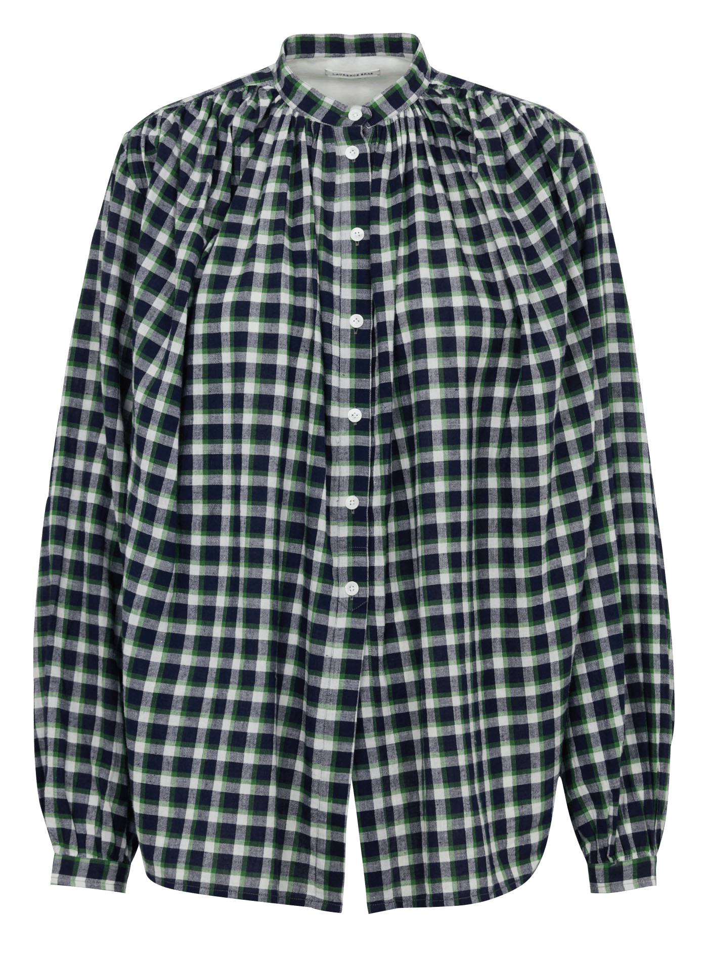 Chemise col rond en coton à carreaux LAURENCE BRAS Bleu